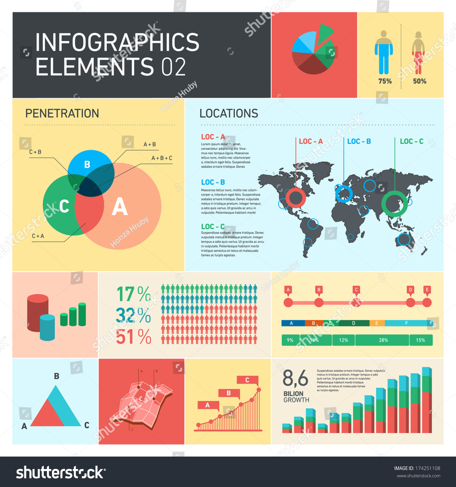 Vector Flat Design Infographics Elements, Business Information Graphic ...