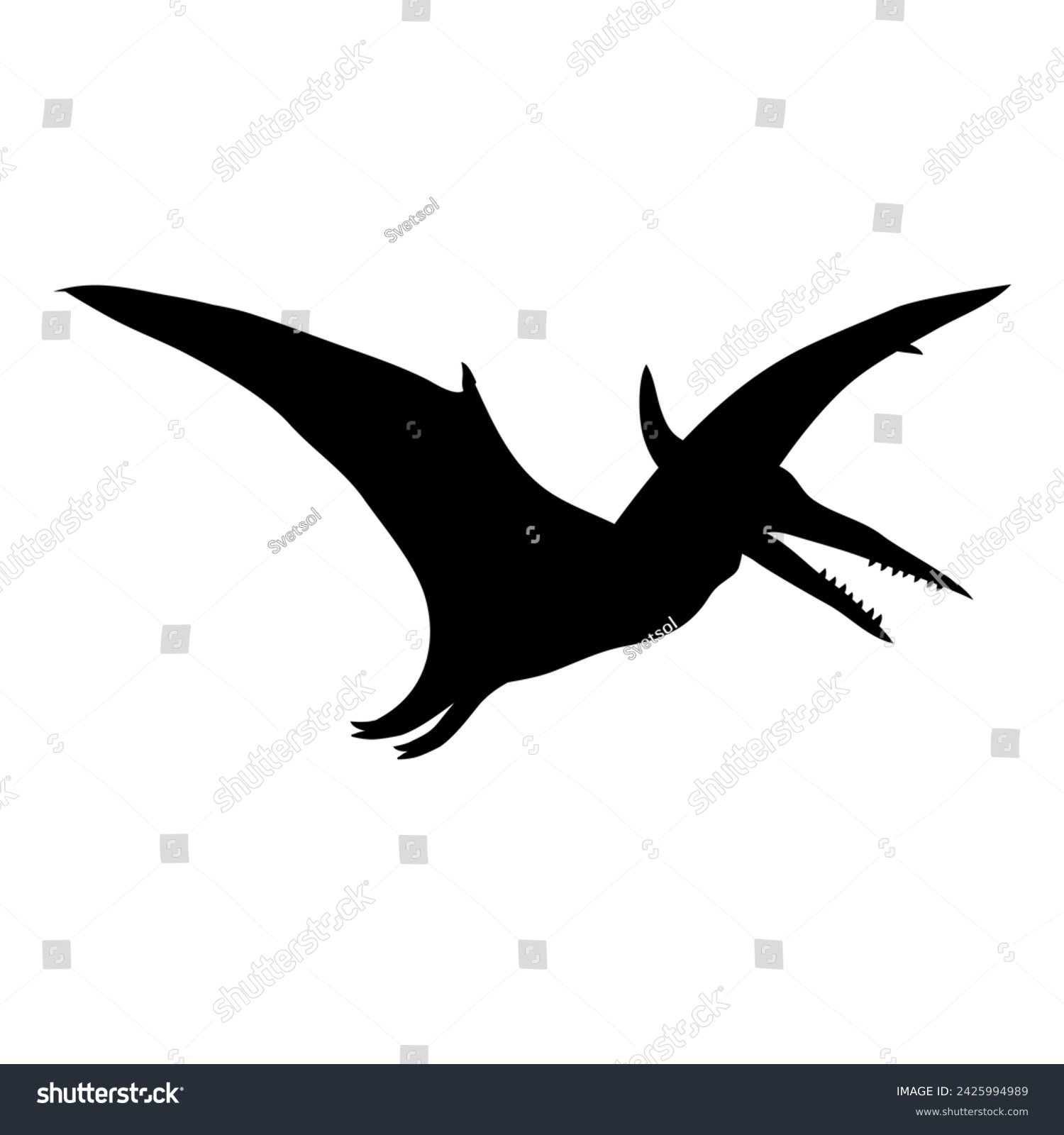 black pterodactyl silhouette flying, prehistoric clip art preview
