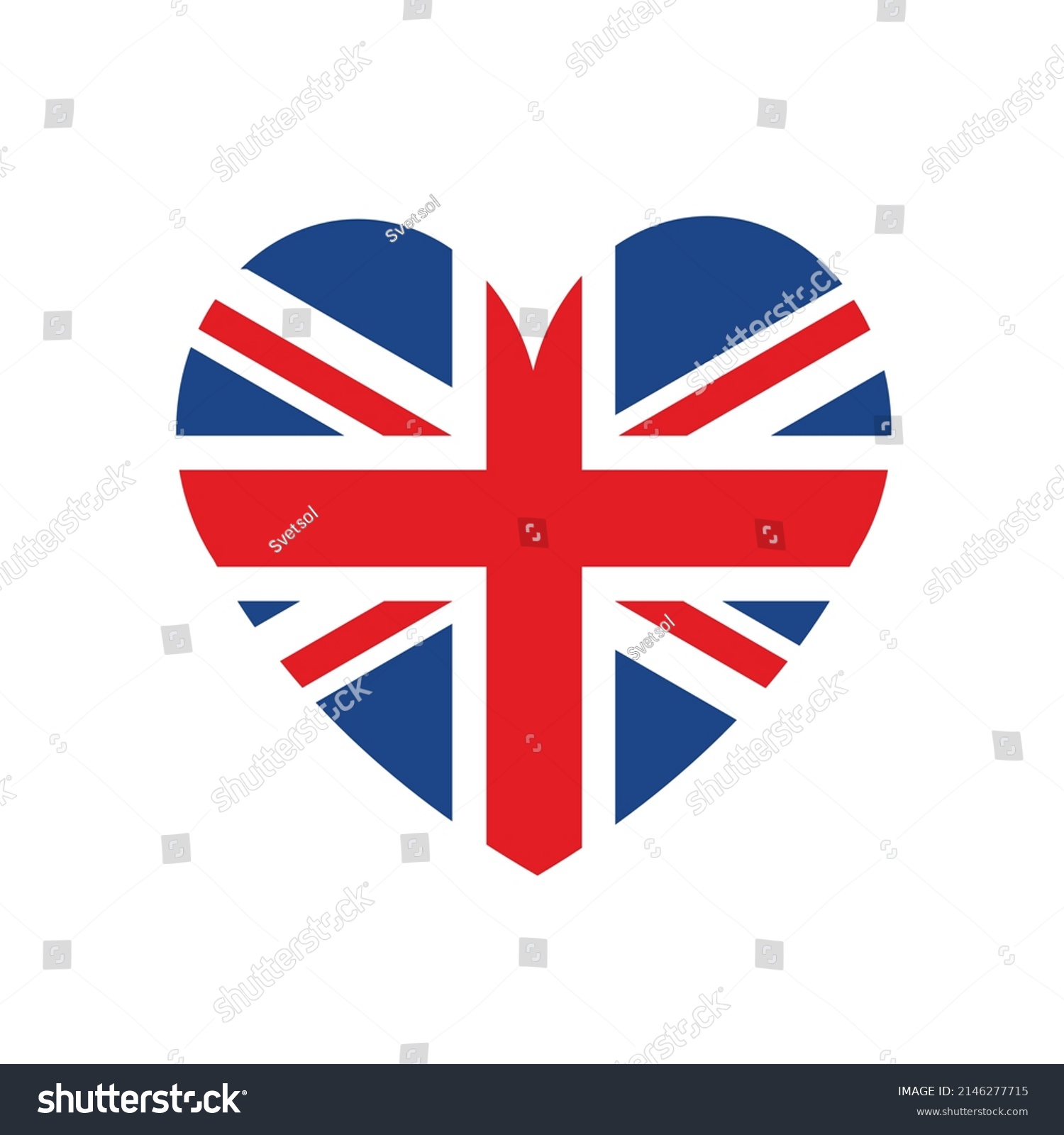 SVG of Vector flat heart shaped Great Britain flag isolated on white background svg