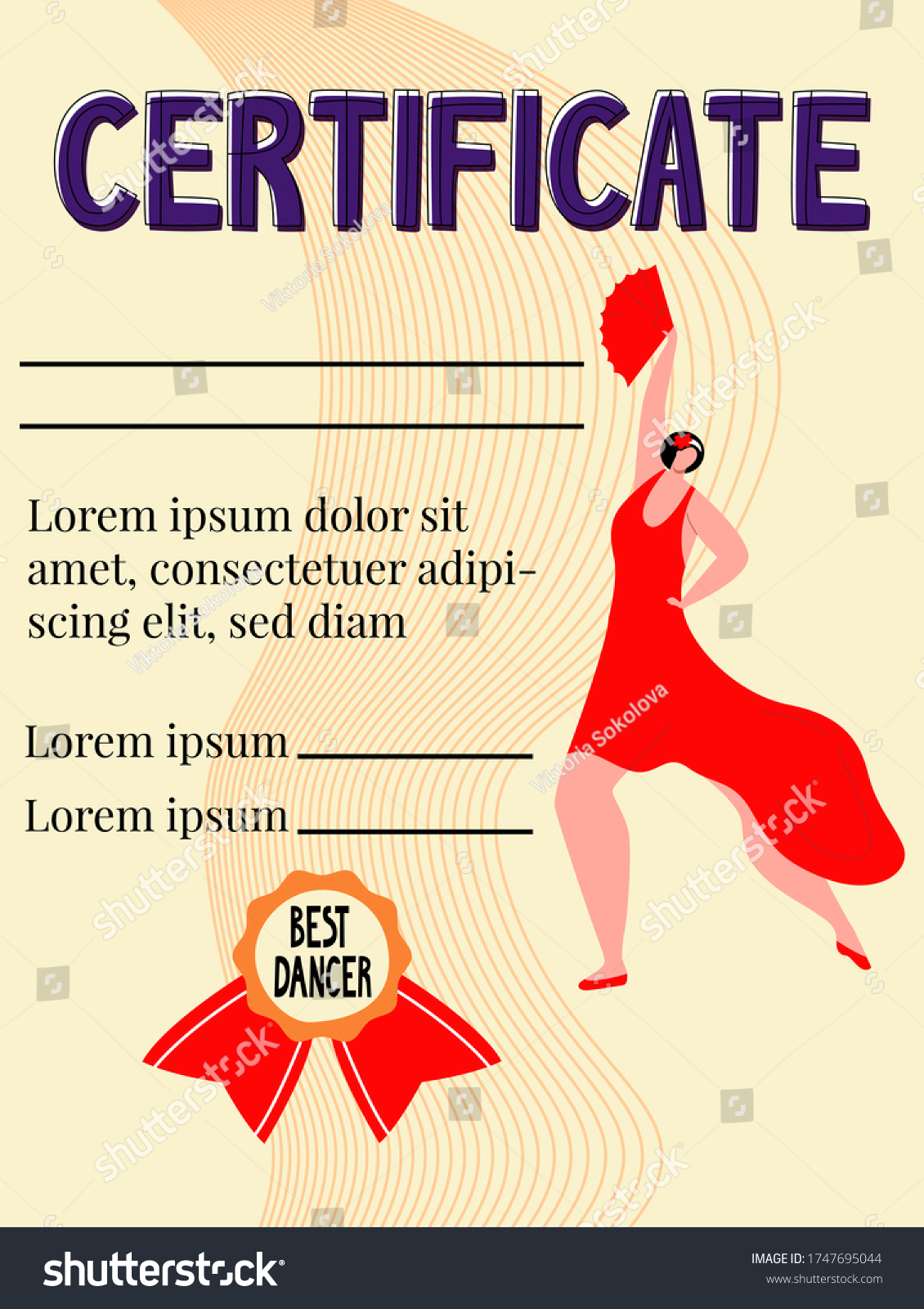 Vector Flat Illustration Layout Certificate Template Stock Vector In Dance Certificate Template