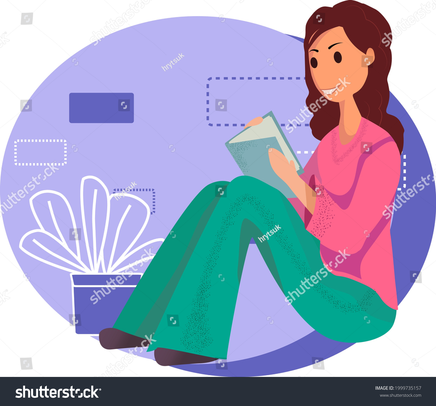 vector-flat-illustration-modern-girl-doing-stock-vector-royalty-free