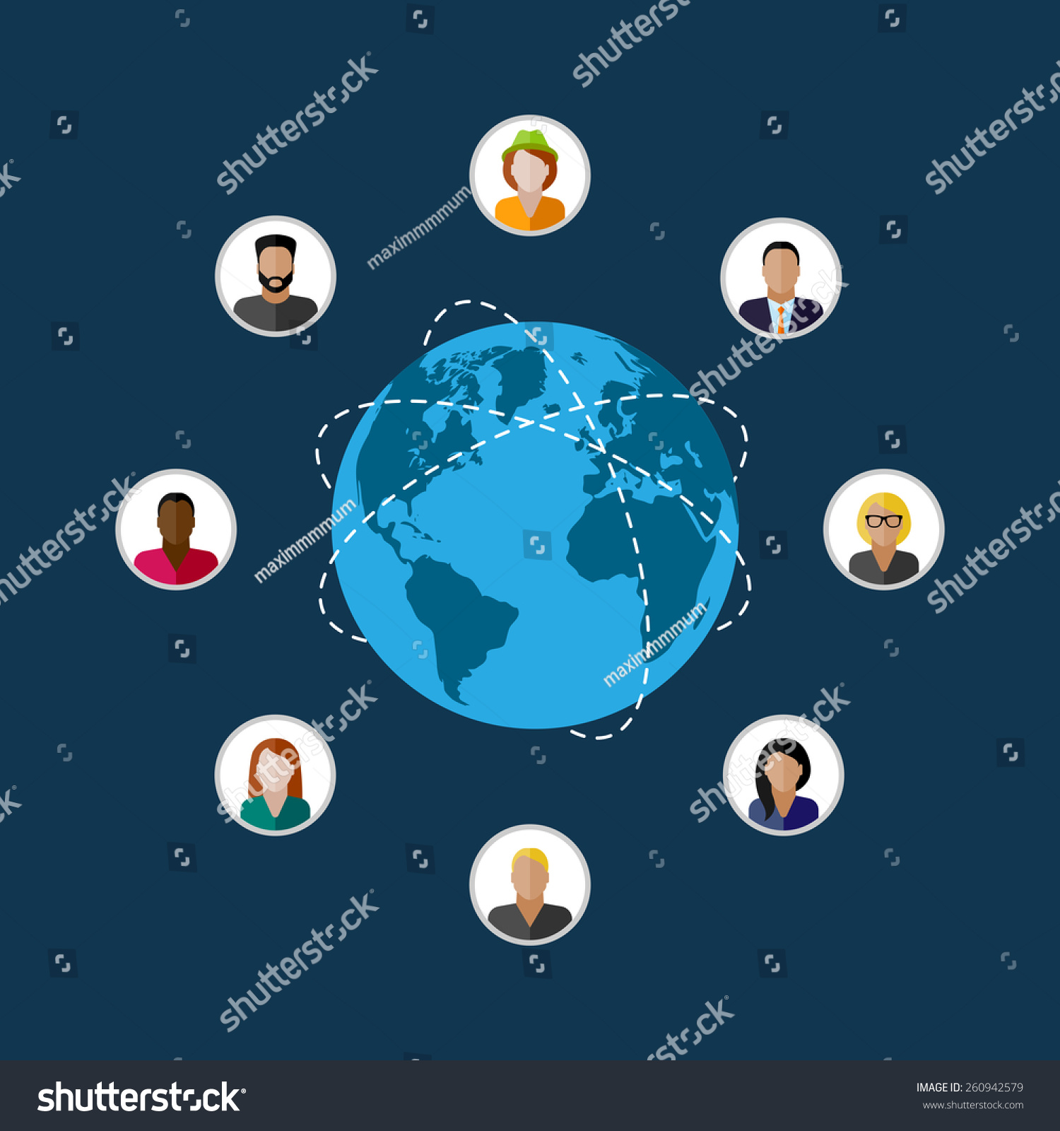 Vector Flat Illustration Of Society Members. Population. Modern Society ...