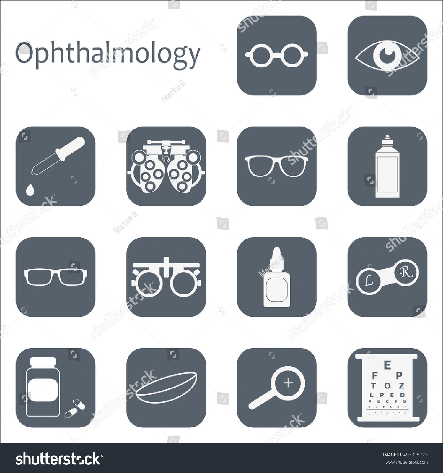 Vector Flat Optometry Icon Set Optician Stock Vector (Royalty Free ...