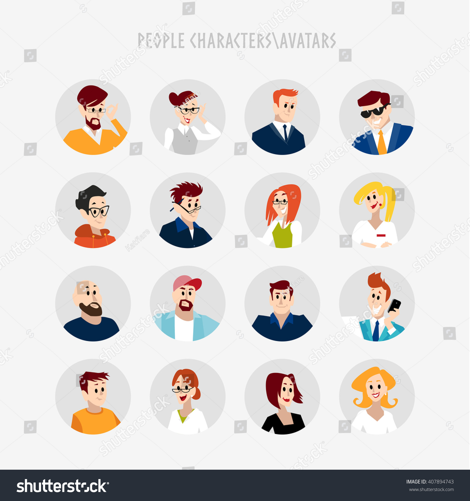 Vector Flat People Portraits Smiling Human Stock Vector (Royalty Free ...