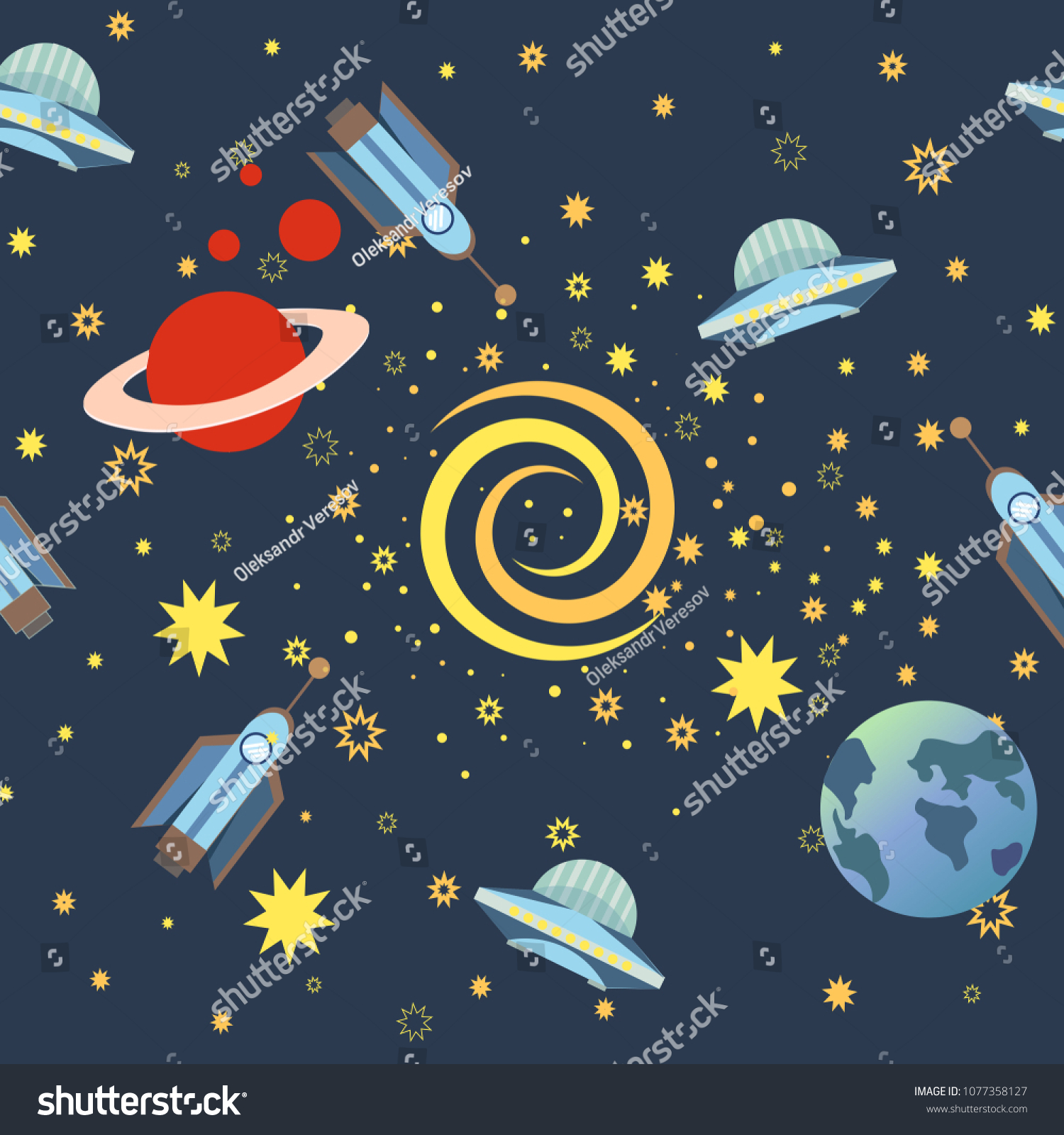 Vector Flat Space Design Background Stock Vector (Royalty Free) 1077358127