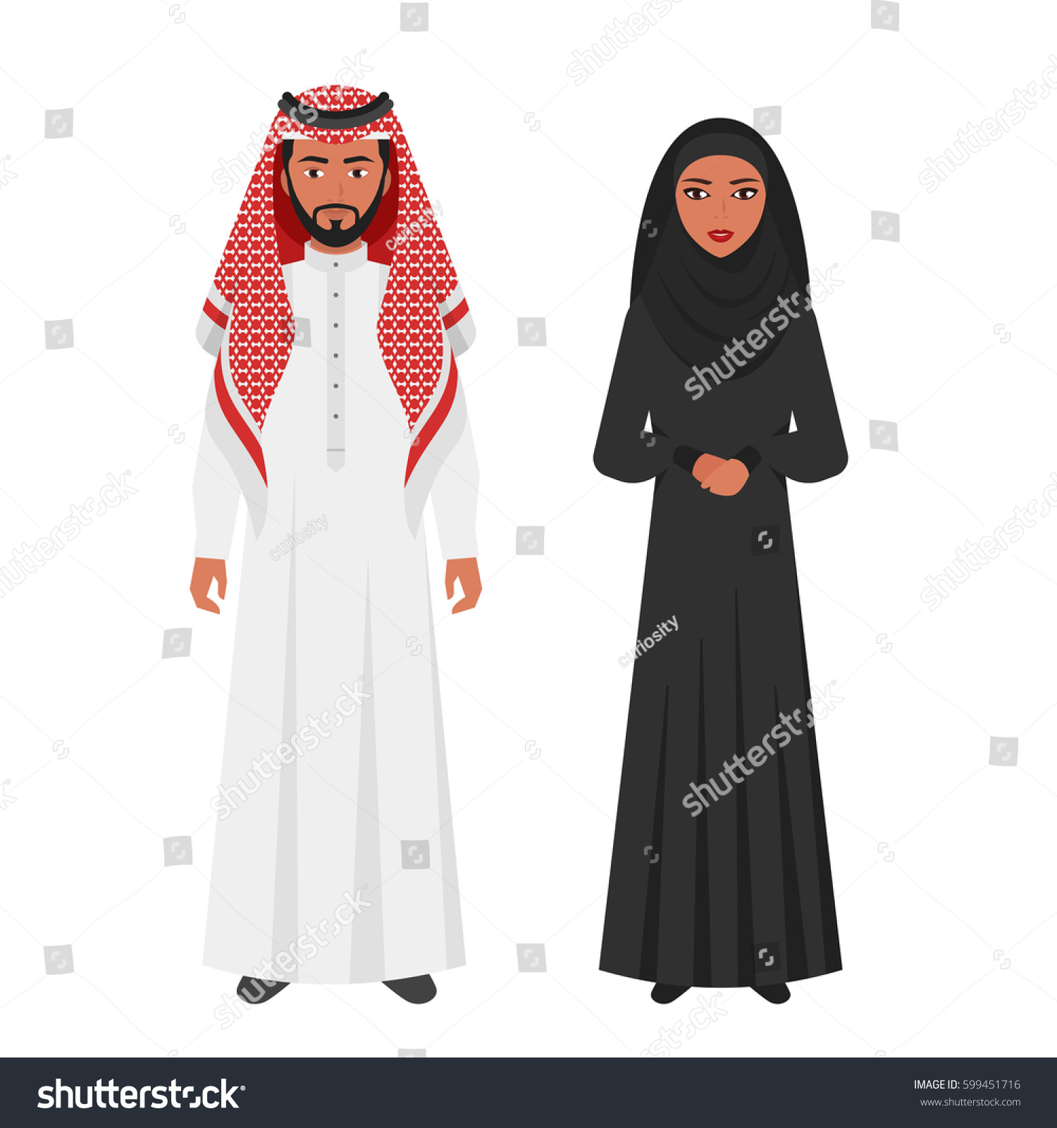 Vector Flat Style Illustration Muslim Arabic Stock Vector (Royalty Free ...