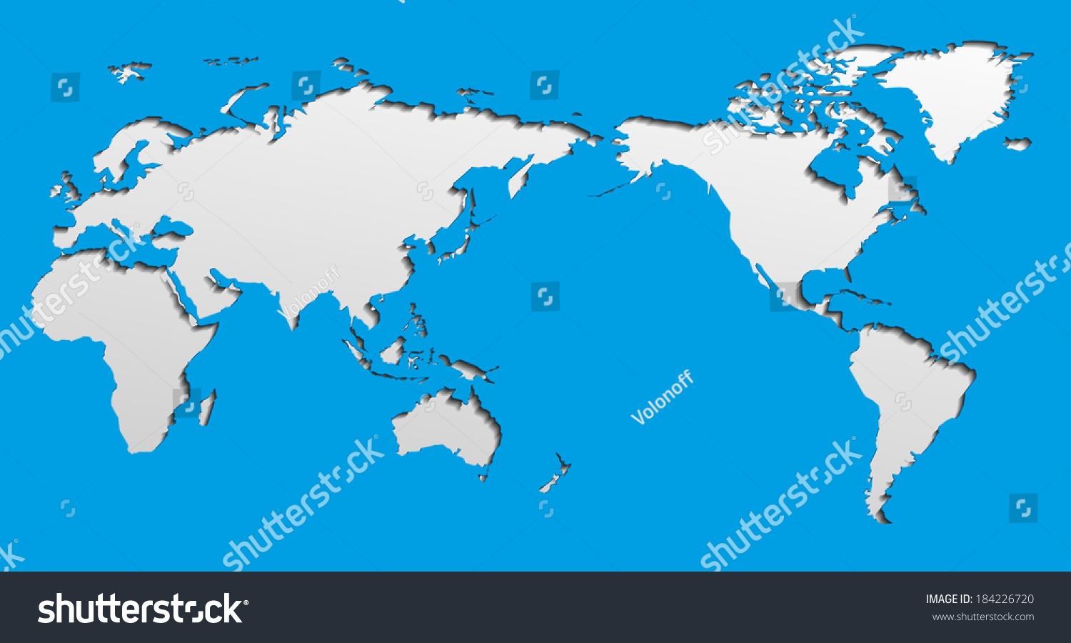 Vector Flat World Map Pacific Ocean Stock Vector Royalty Free