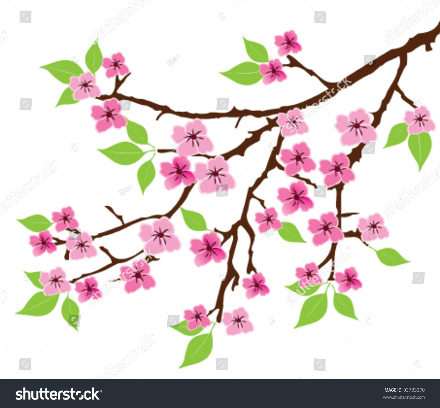 Vector Floral Branch Green Leaves Stock Vector 93783370 - Shutterstock
