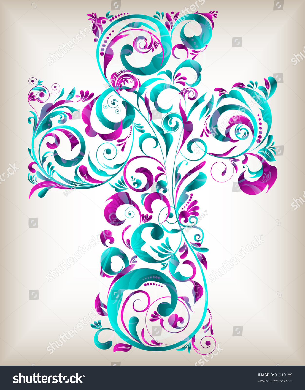 Vector Floral Cross - 91919189 : Shutterstock