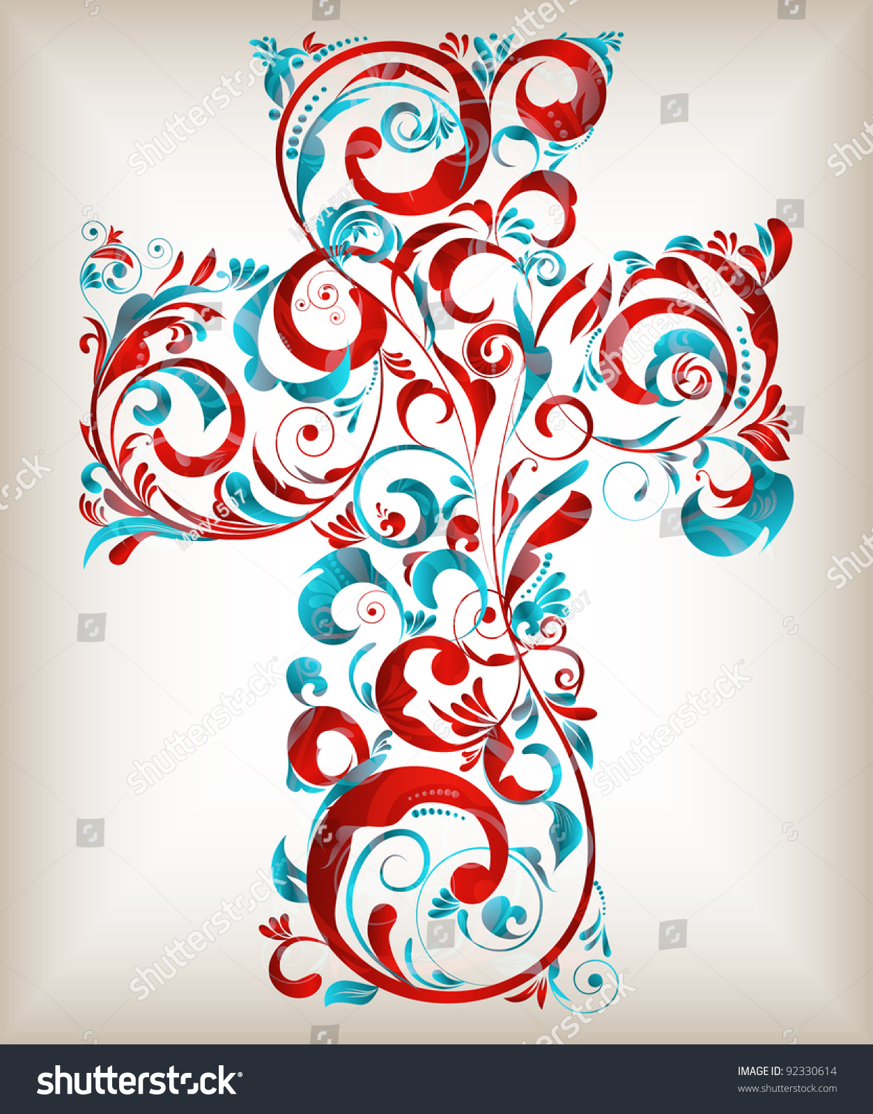 Vector Floral Cross Stock Vector (Royalty Free) 92330614 | Shutterstock