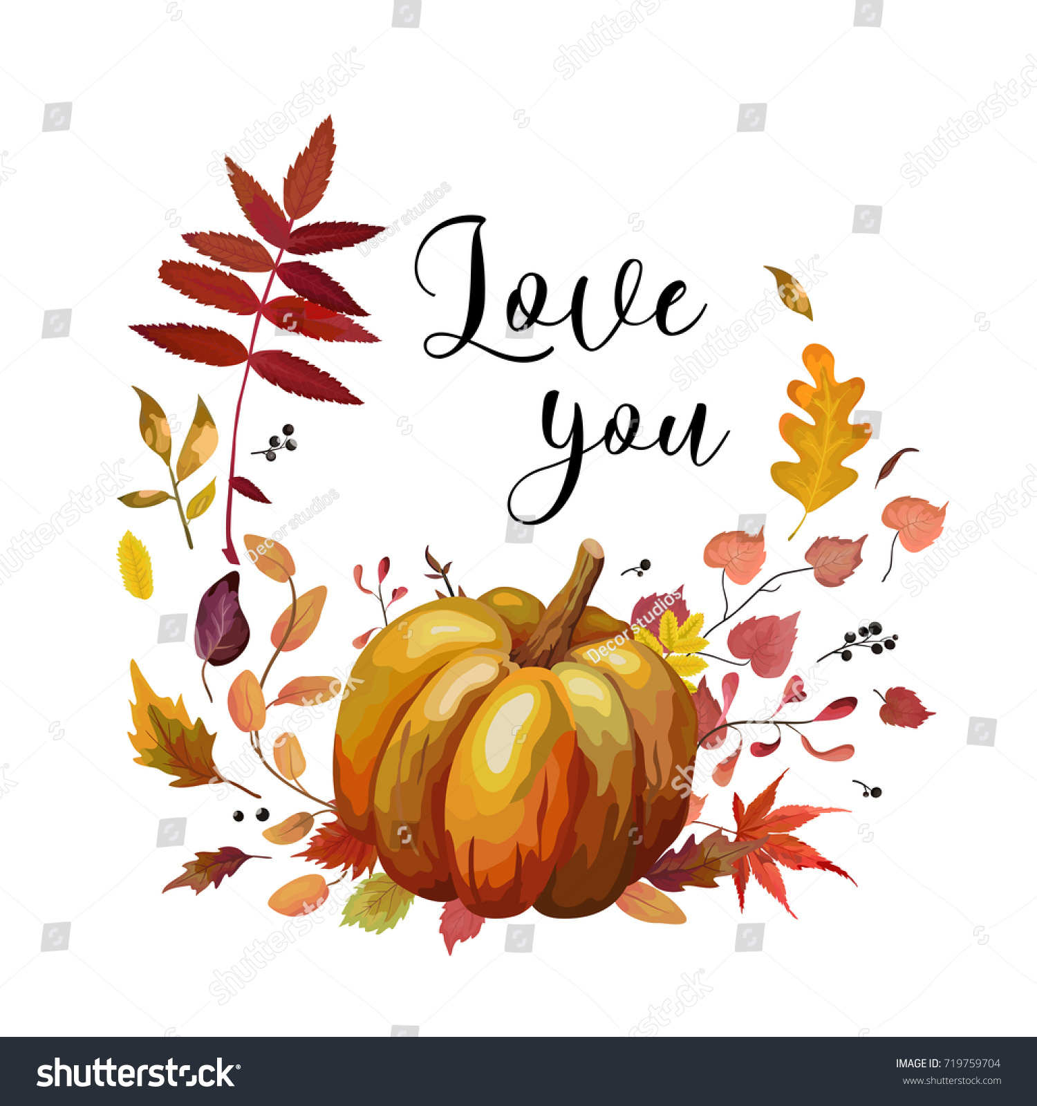 Vector Floral Watercolor Style Autumn Card Stock Vector Royalty Free