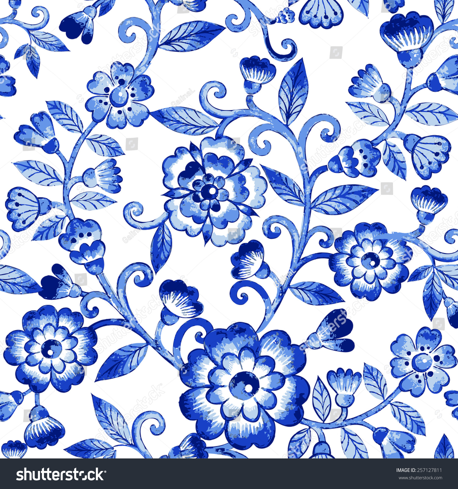 Vector Floral Watercolor Texture Pattern Blue Stock Vector (Royalty ...