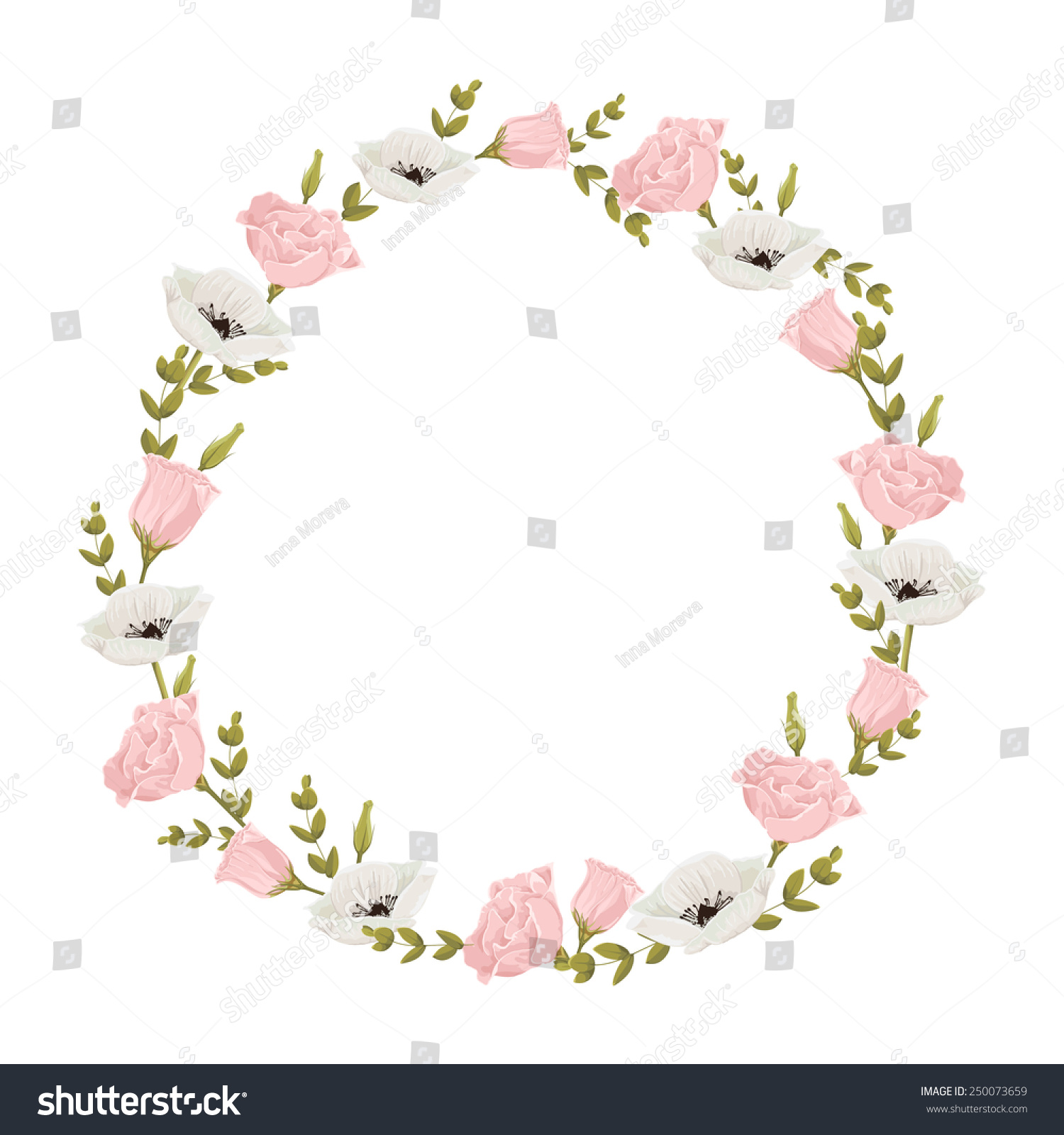 Vector Floral Wreath Frame Stock Vector (Royalty Free) 250073659