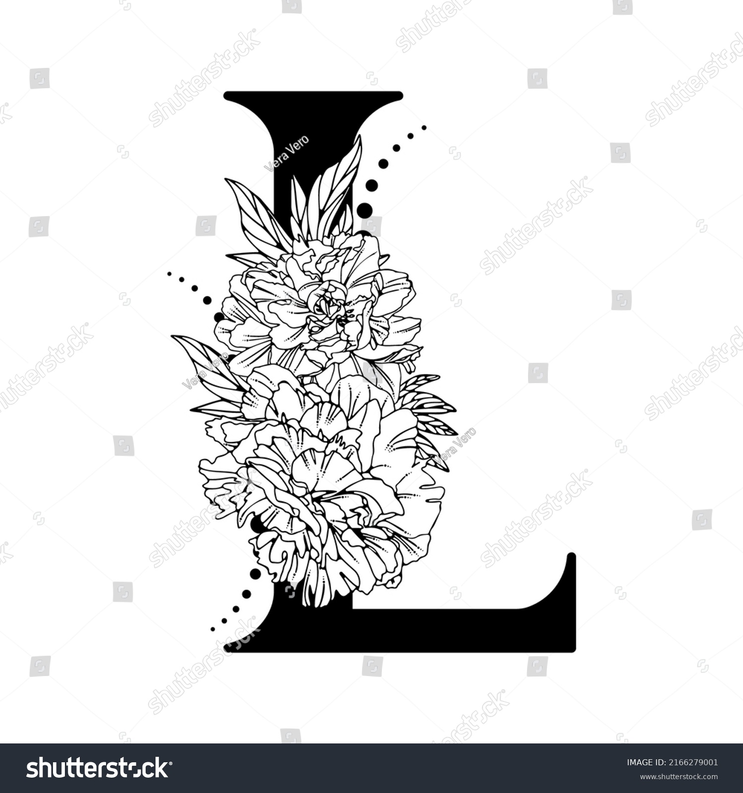 Vector Flower Alphabet Floral Design Letter Stock Vector (Royalty Free ...