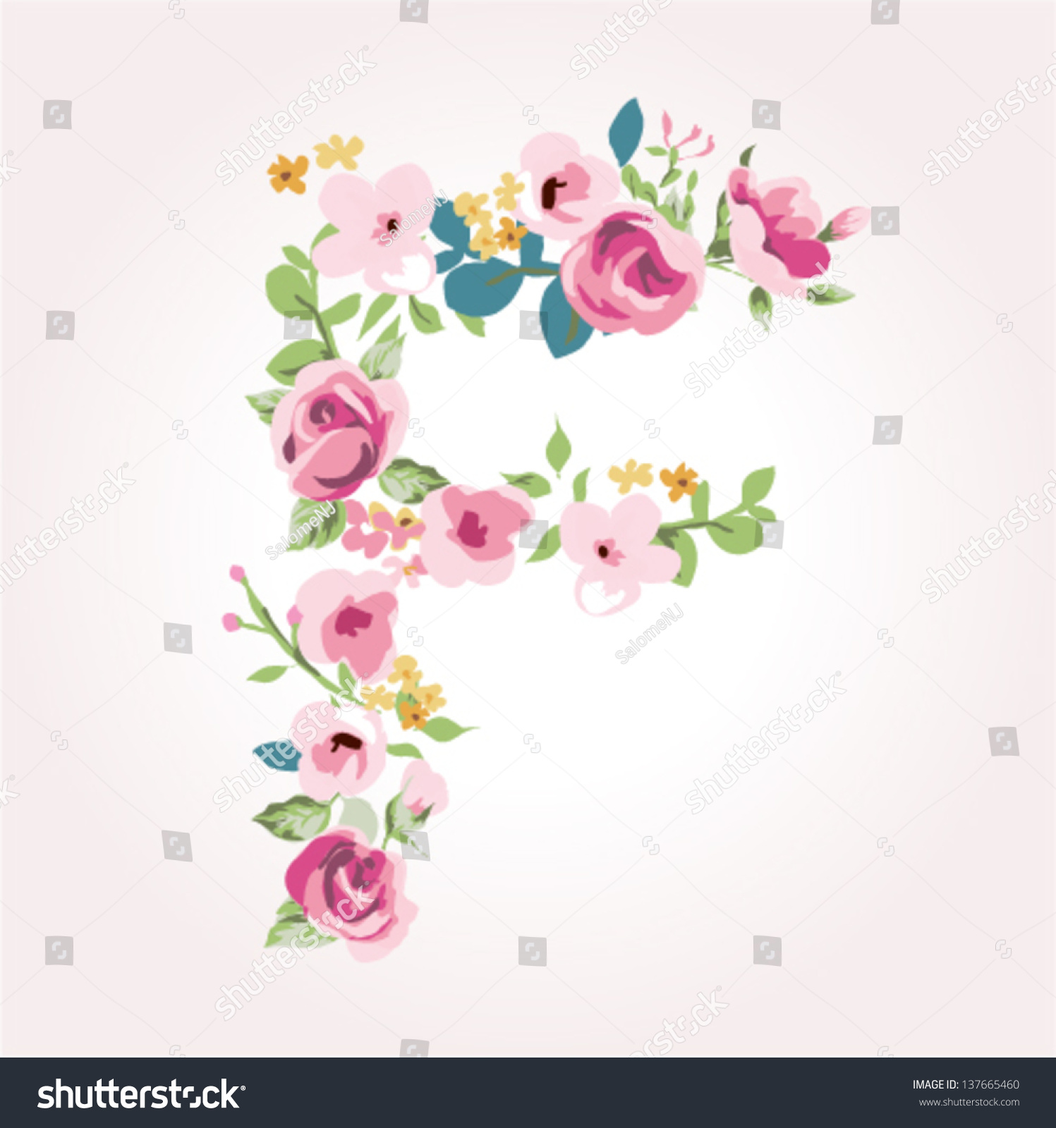 Vector Flower Fontcapital F Stock Vector 137665460 - Shutterstock