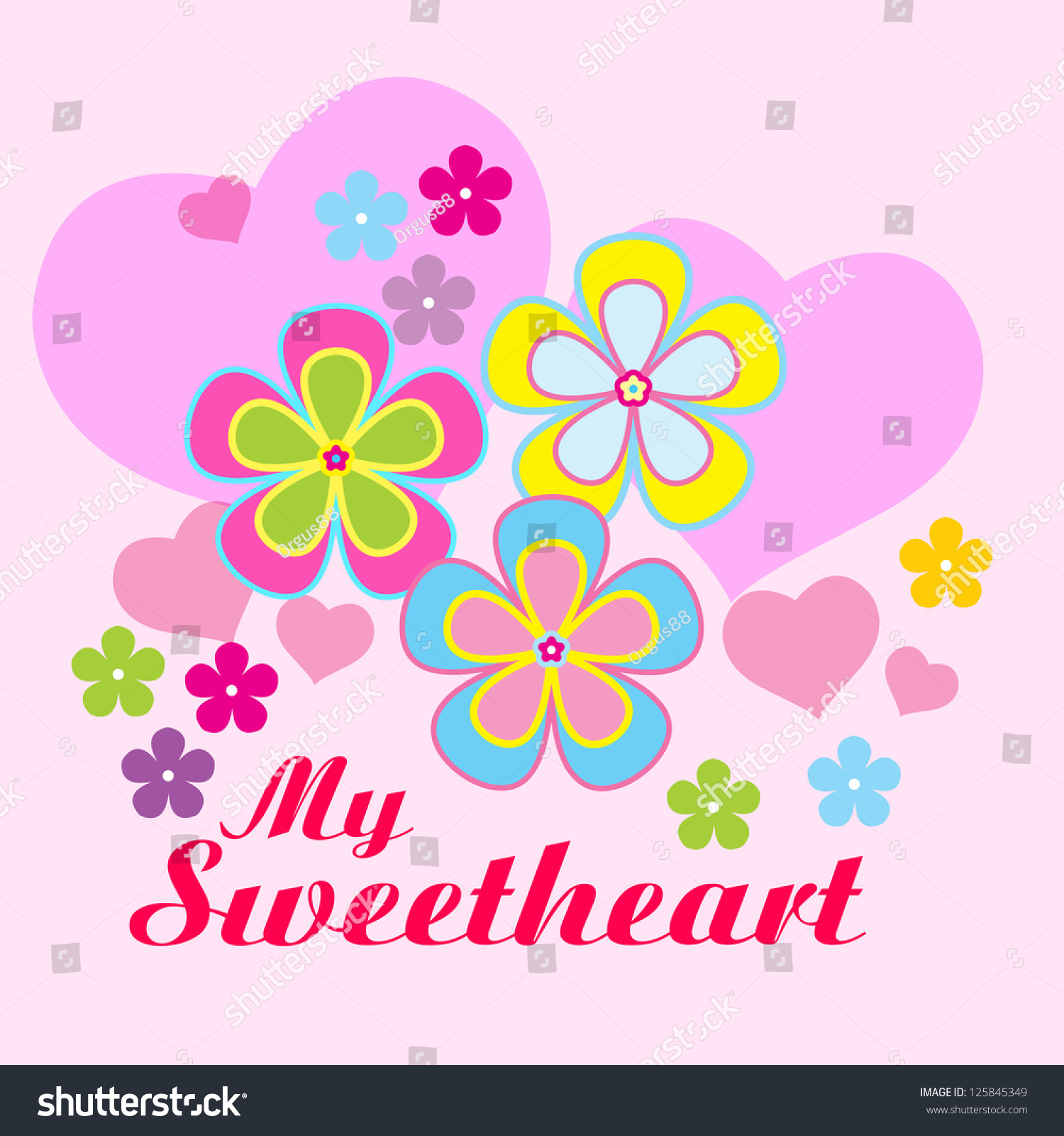 Vector Flowers Background My Sweet Heart Stock Vector 125845349