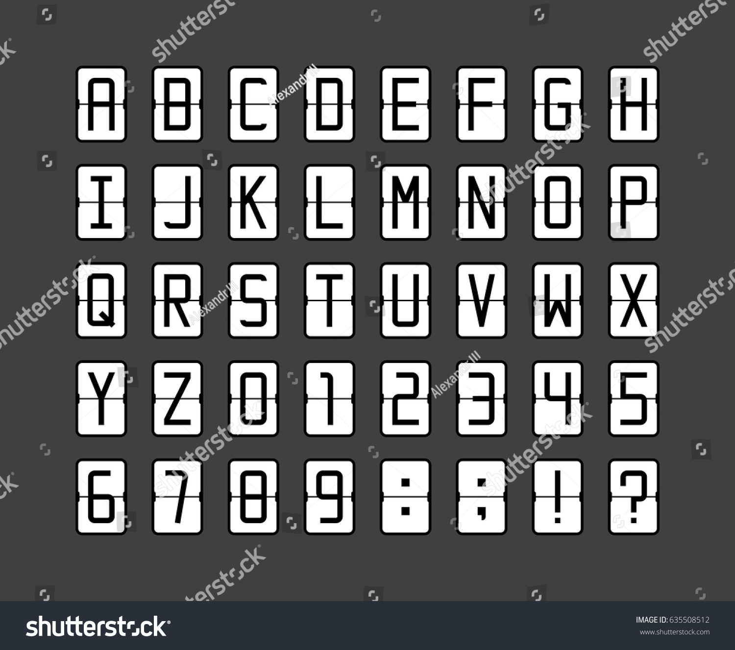 Vector Font White Flip Clock Style 库存矢量图（免版税）635508512 Shutterstock