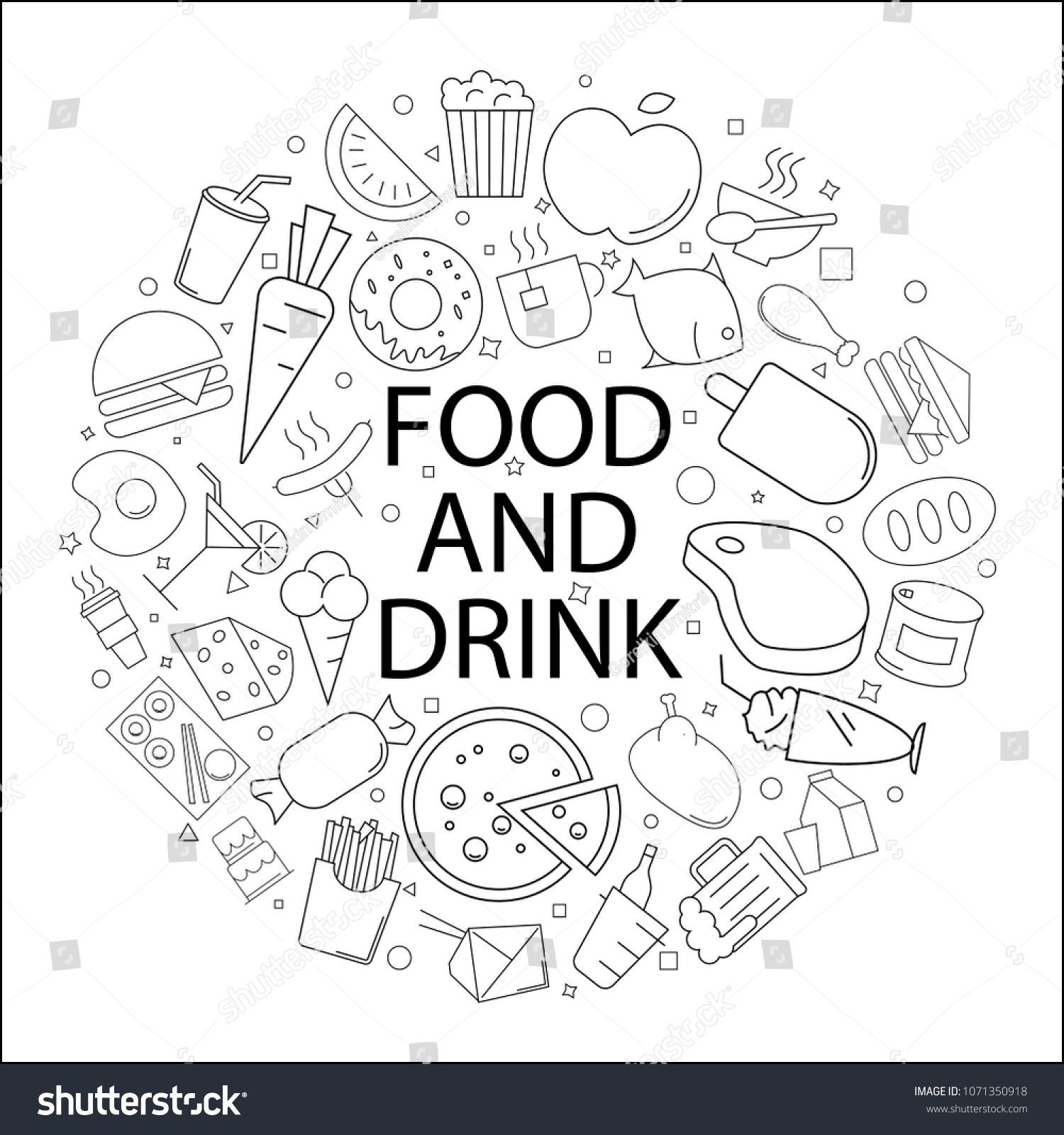 Vector Food Drink Pattern Word Food Stock Vector (Royalty Free ...