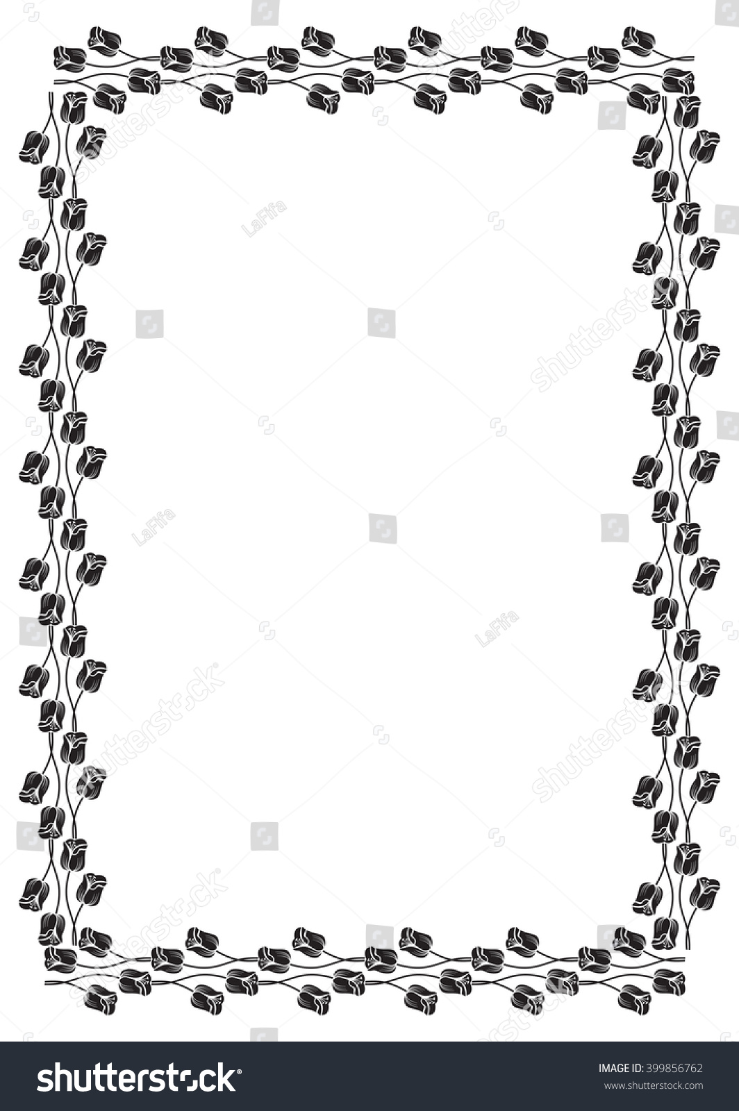 Vector Frame Black Decorative Flowers Stock Vector 399856762 - Shutterstock