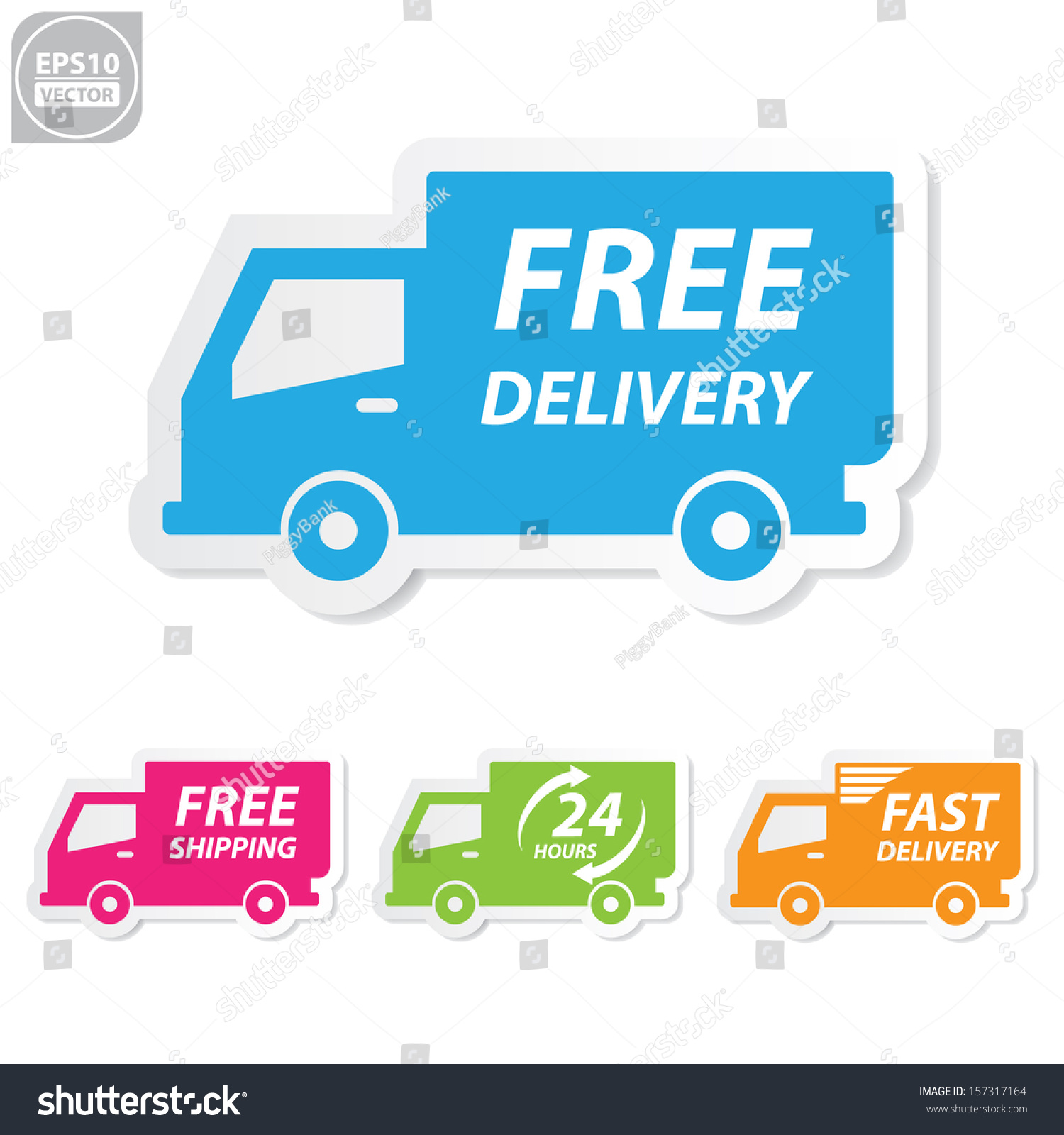 Vector:Free Delivery, Free Shipping, 24 Hour And Fast Delivery Icons ...