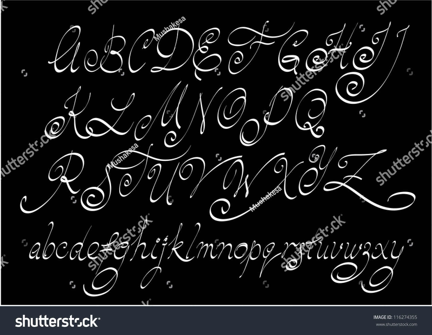 Vector Free Hand Calligraphic Alphabet Uppercase Stock Vector 116274355 ...