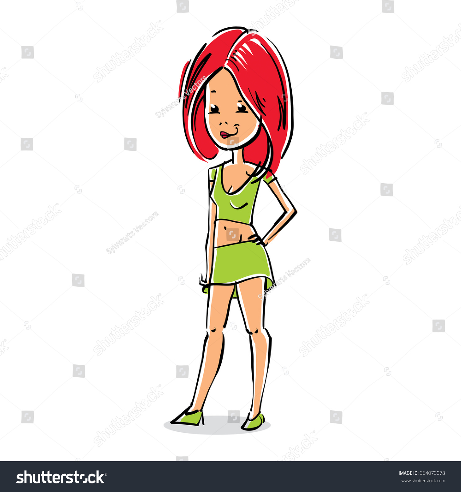 Vector Fulllength Portrait Sexy Woman Cartoon Stock Vector 364073078 ...