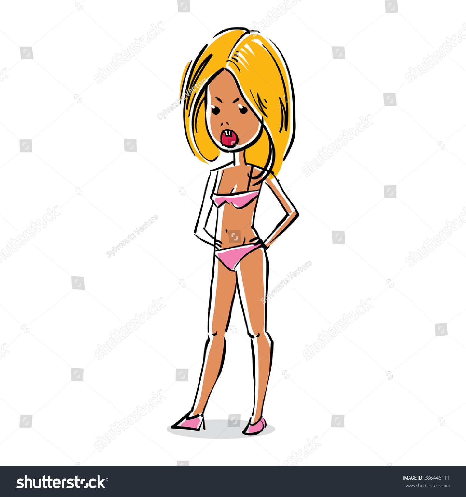 Vector Fulllength Portrait Sexy Woman Cartoon Stock Vector 386446111 ...