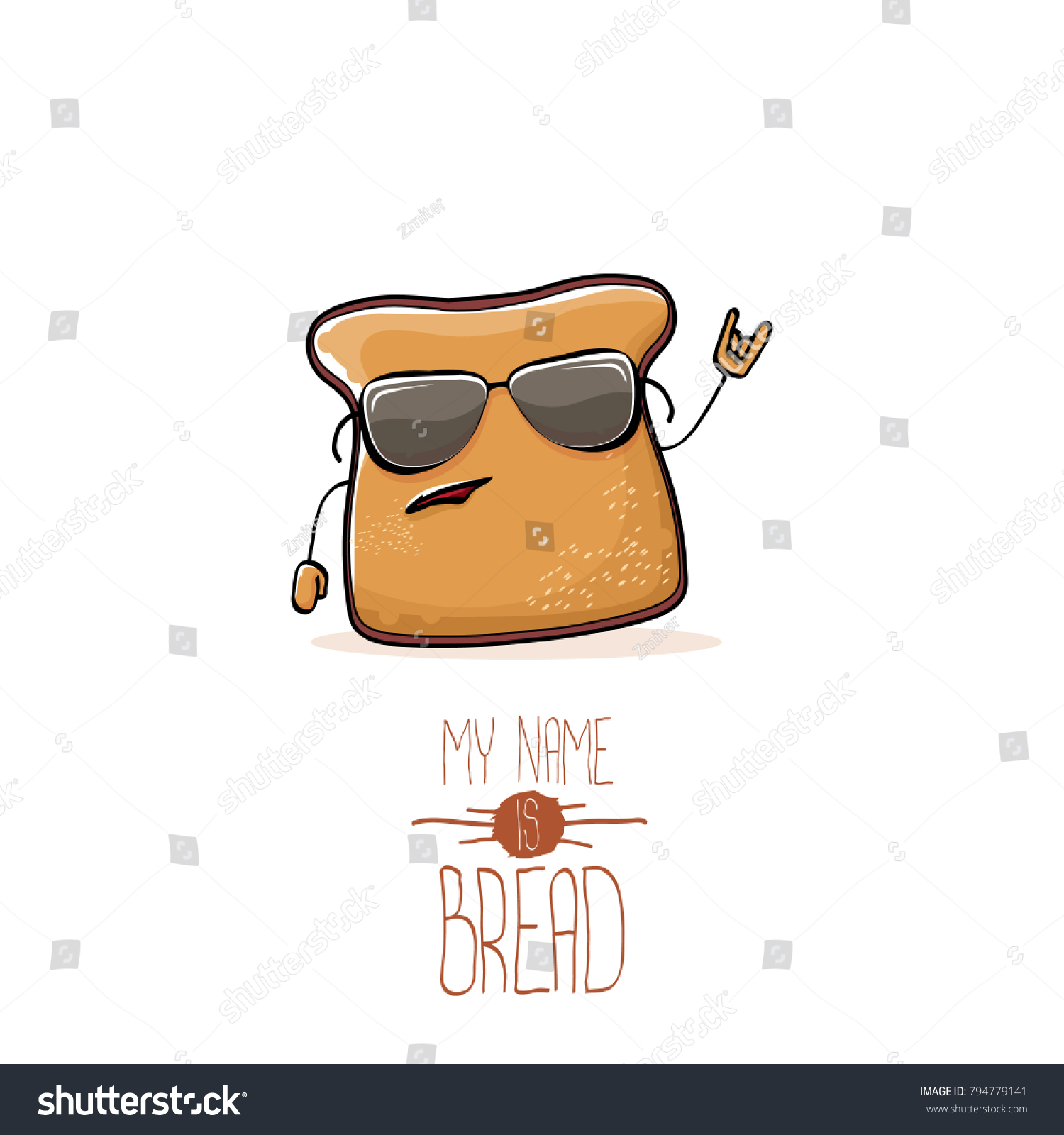 SVG of vector funny cartoon cute sliced bread character isolated on white background. My name is bread concept illustration. funky food character or bakery label mascot svg