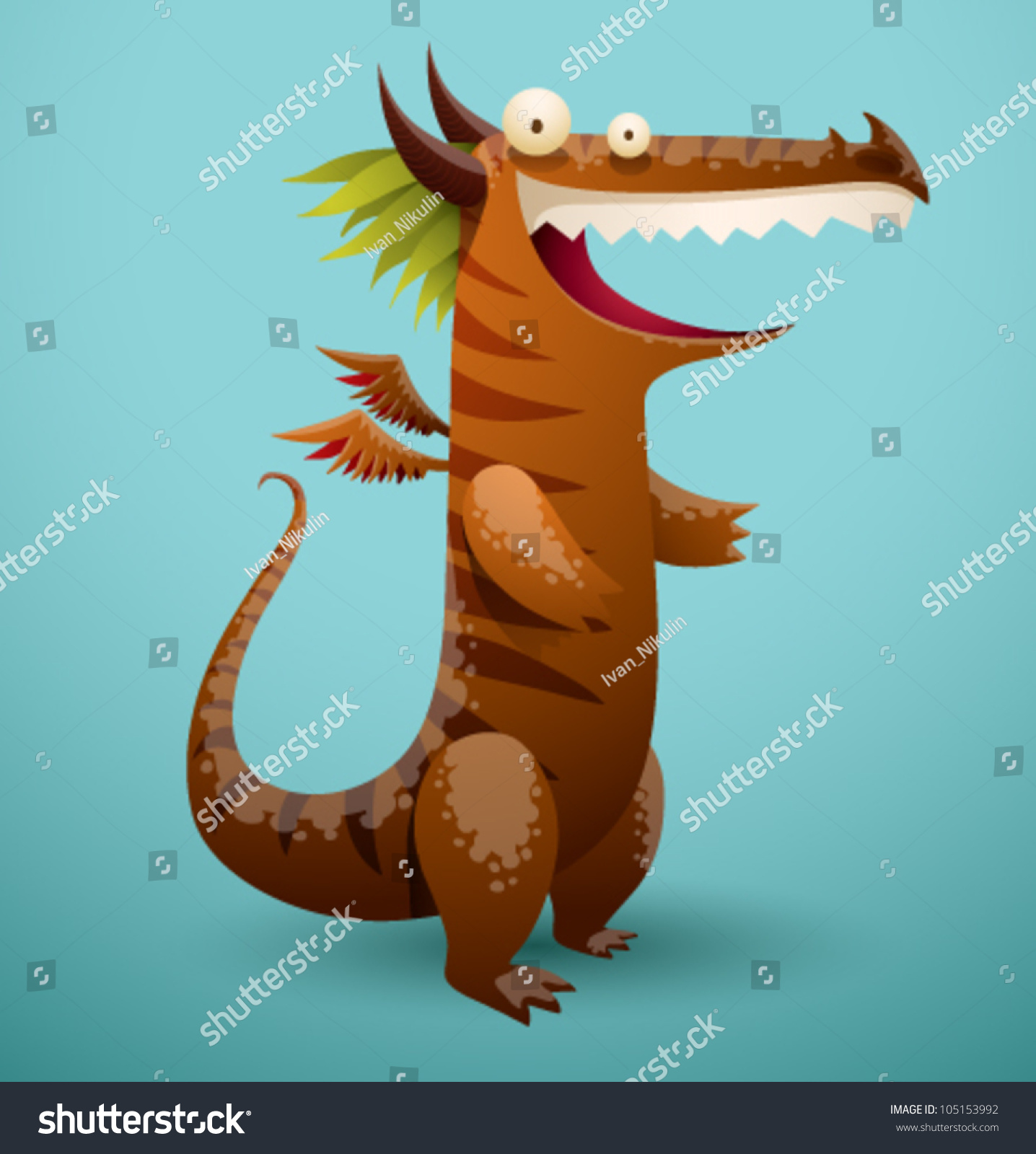 Vector Funny Dragon 5 Stock Vector 105153992 - Shutterstock