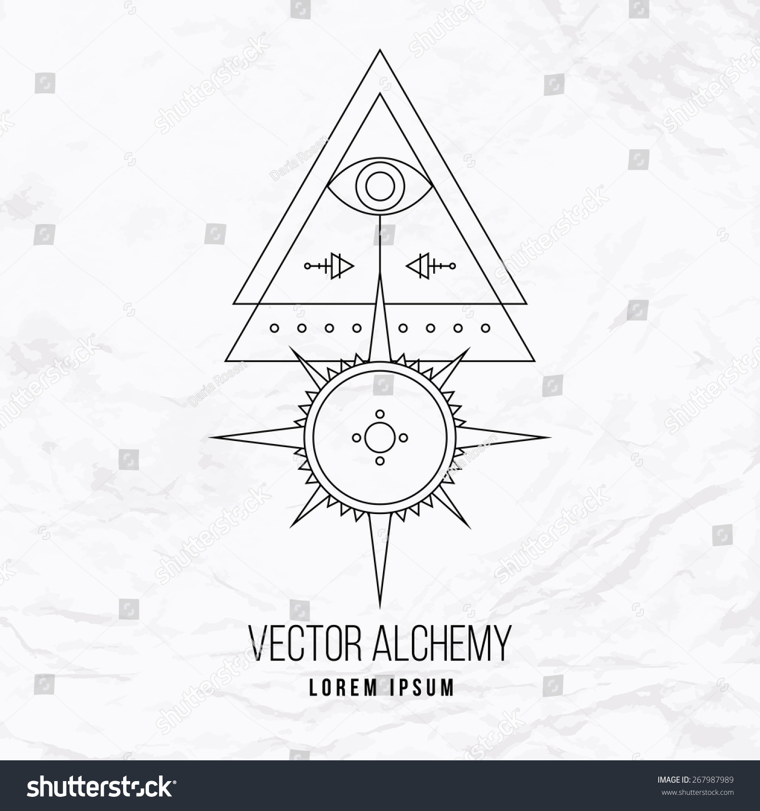 Vector Geometric Alchemy Symbol With Eye, Sun, Star, Shapes And ...