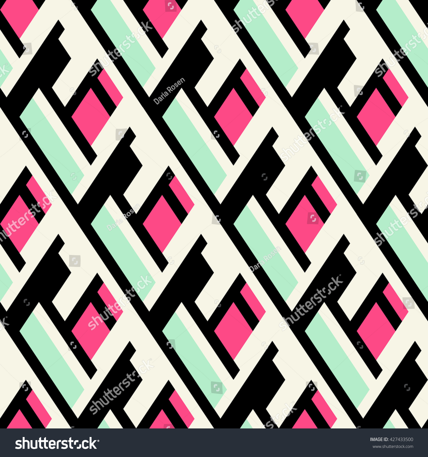Vector Geometric Seamless Pattern With Lines, Overlapping Stripes, In ...