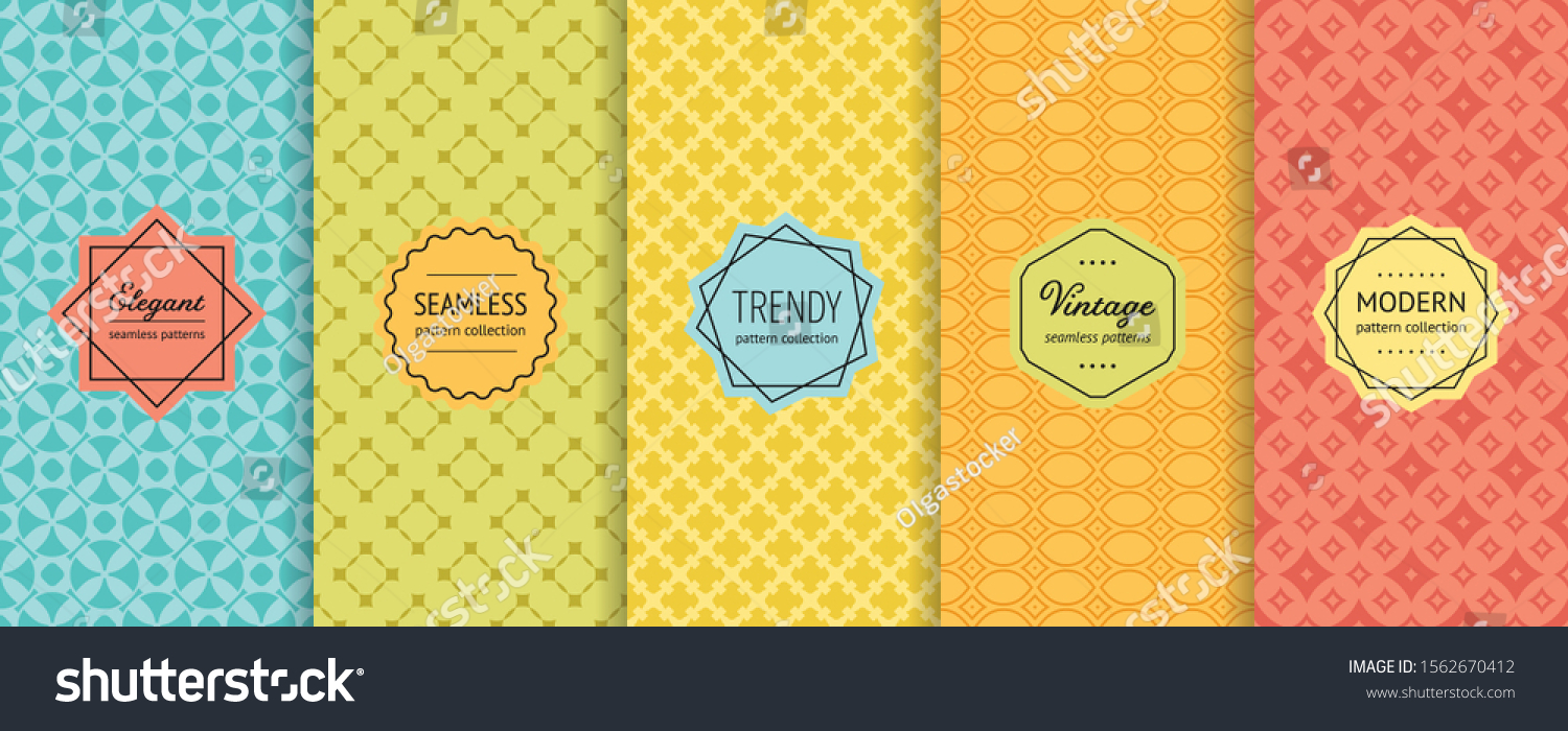 Vector Geometric Seamless Patterns Collection Colorful Stock Vector ...
