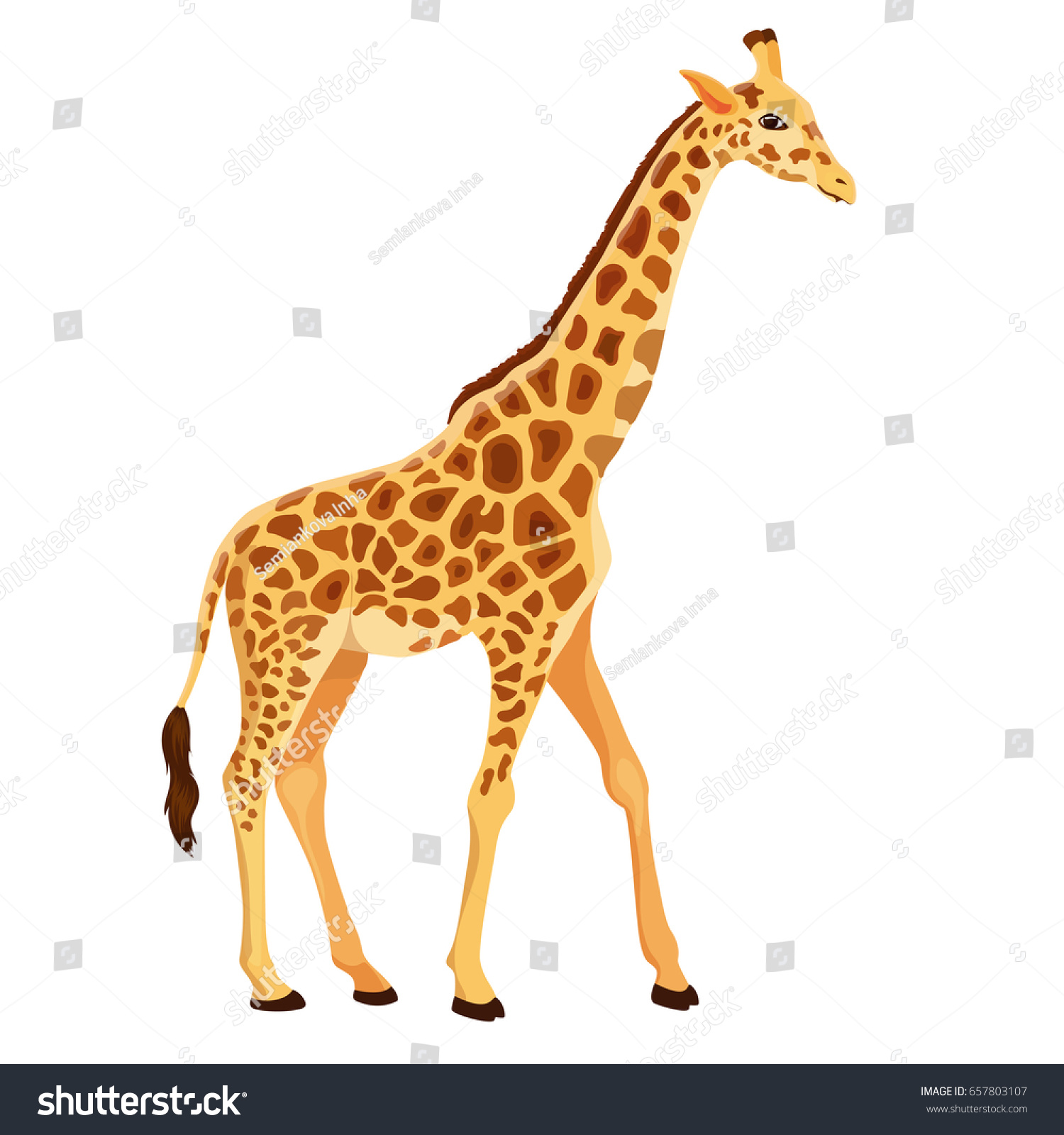 giraffe standing, spotted, cartoon style clip art preview