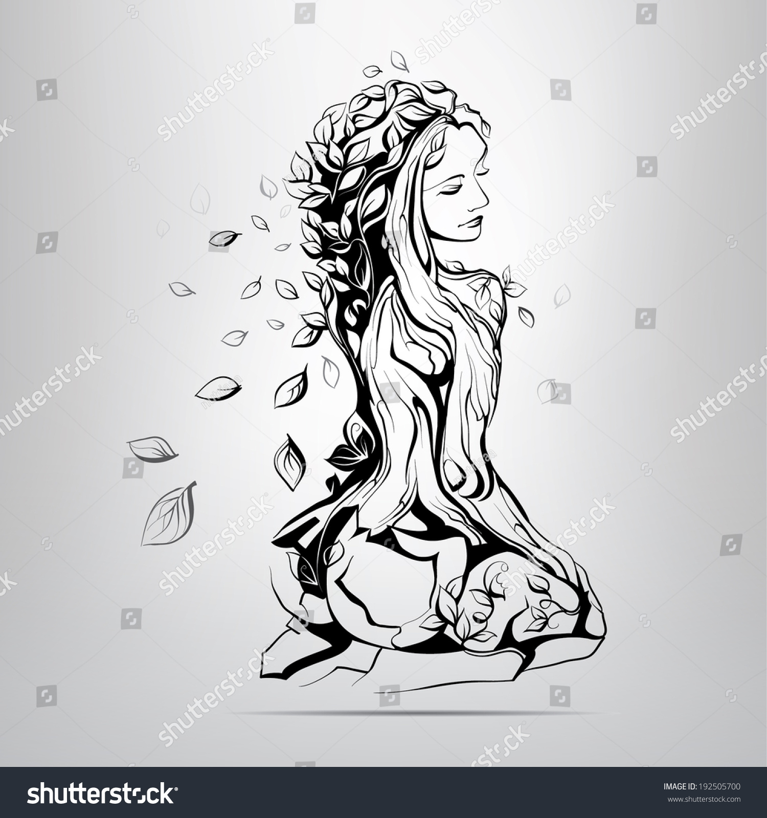 Vector Girl Silhouette Of Vegetation Details - 192505700 : Shutterstock