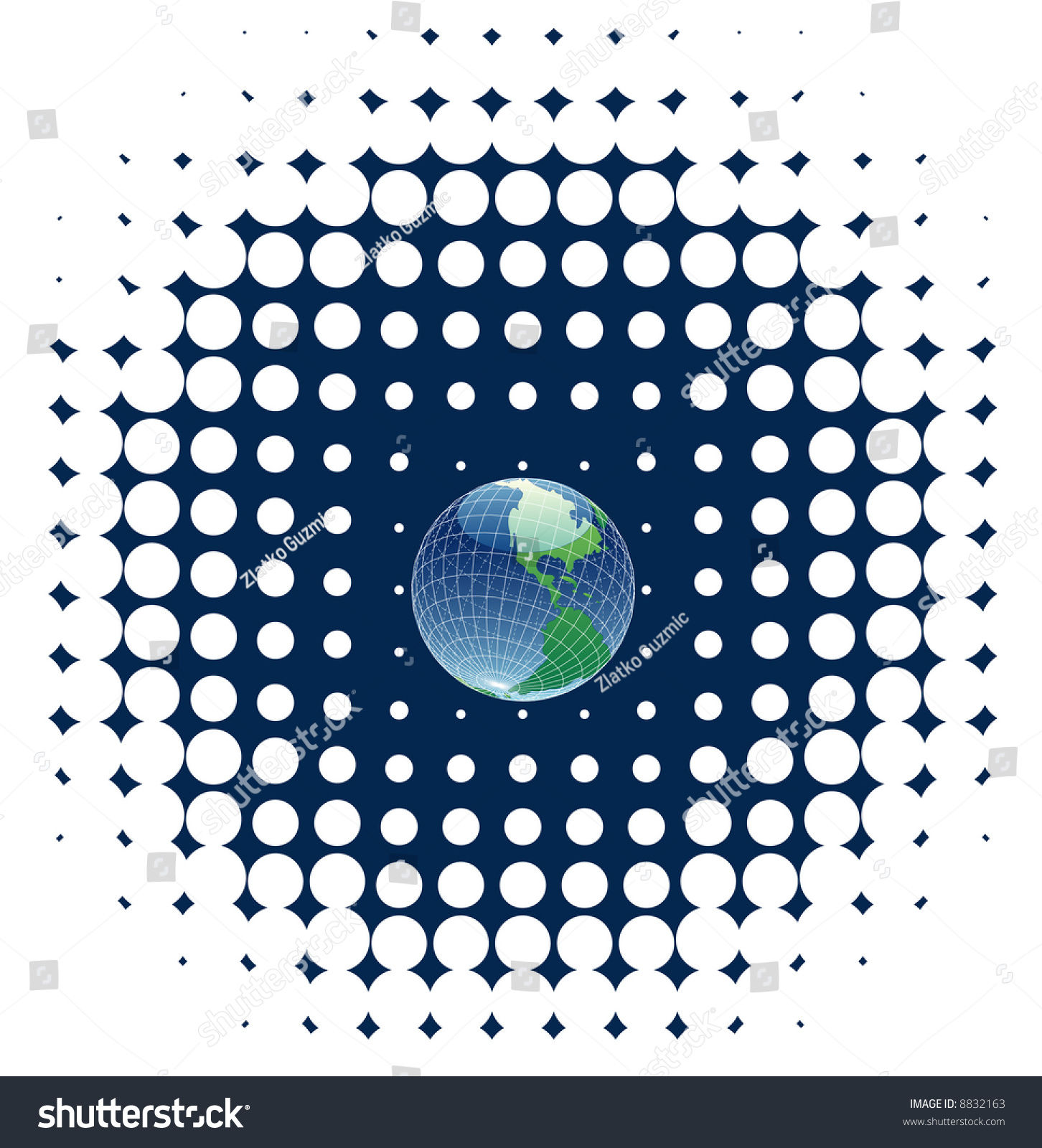 Vector Globe On Dots Background Stock Vector Royalty Free Shutterstock