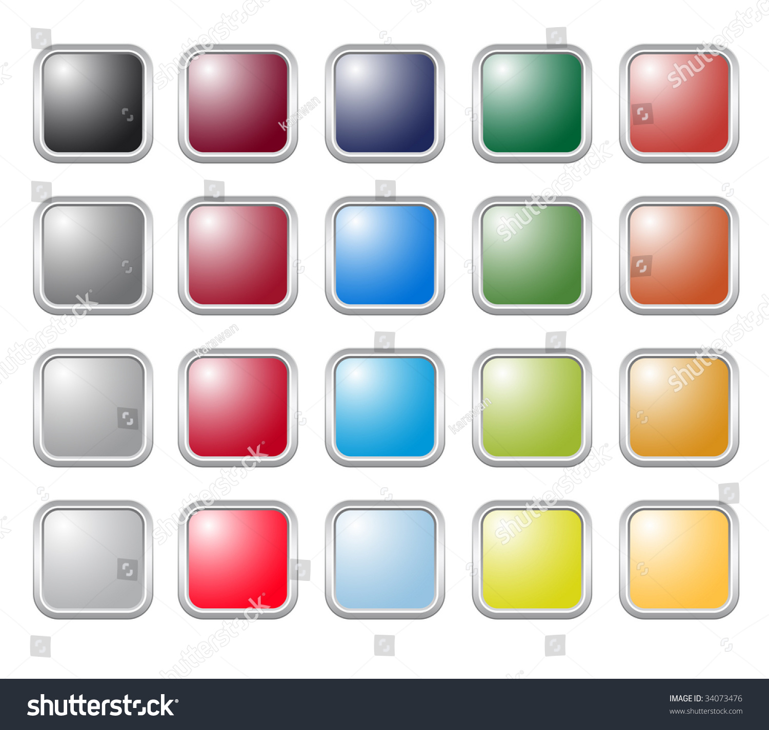 Vector Glossy Square Buttons - 34073476 : Shutterstock
