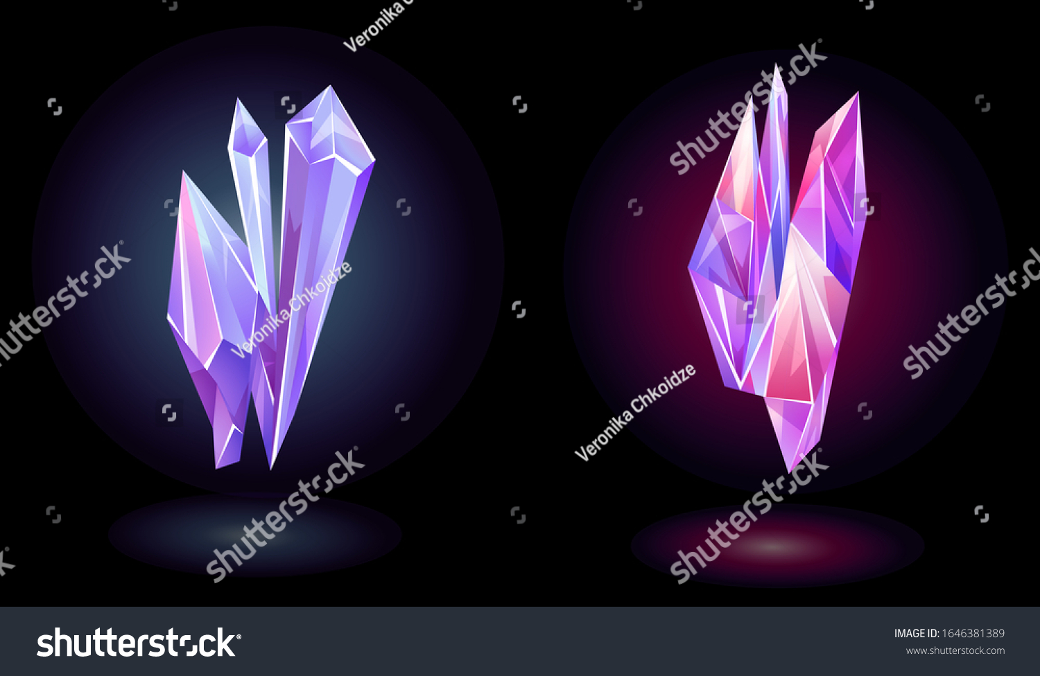 Vector Glowing Crystals Magical Crystals Concept Stock Vector (Royalty ...