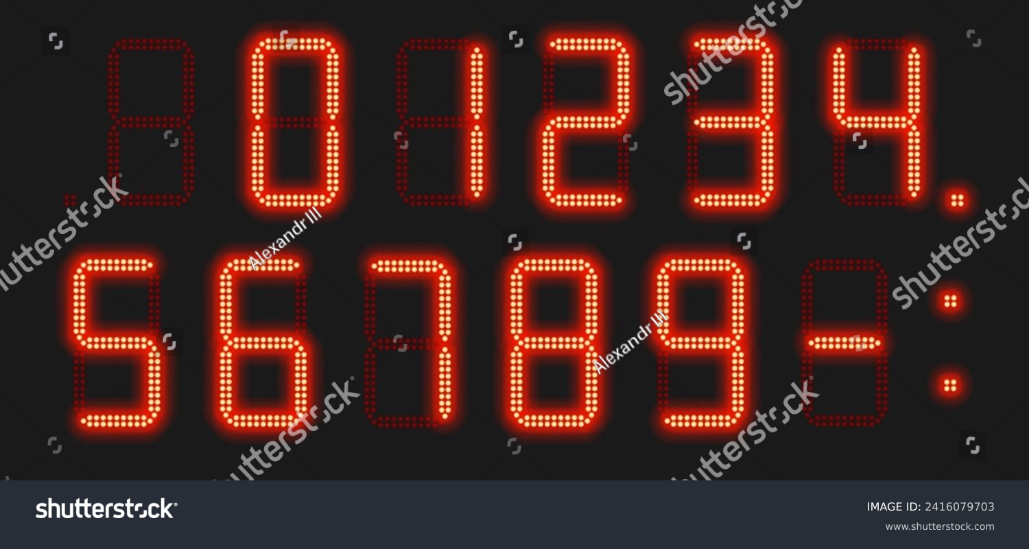 SVG of Vector Glowing Red Seven Segment Dotted LED Display svg