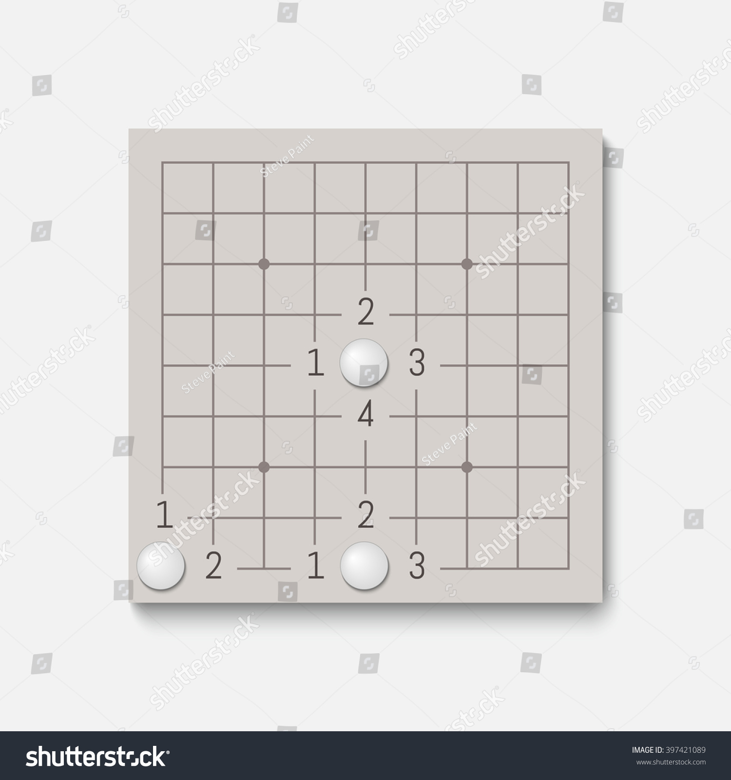 Vector Go Game Fragment 9x9 The Four Liberties Vector Go Game Fragment 9x9 The Four Liberties