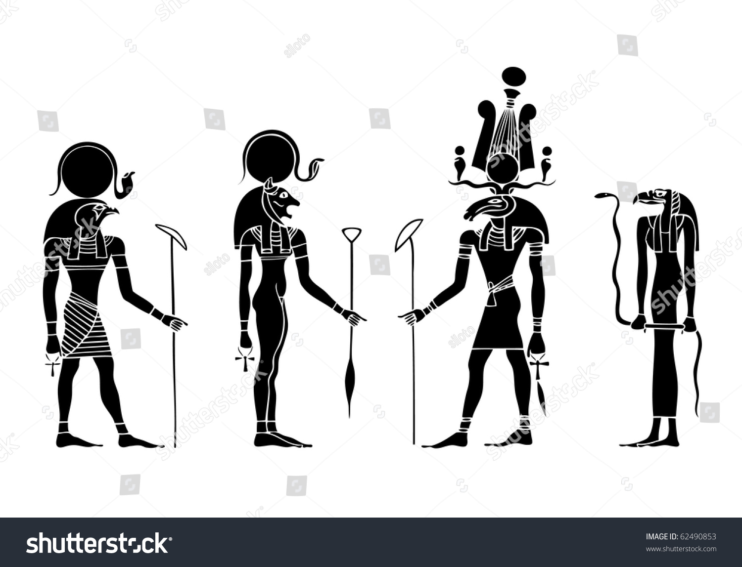 Vector Gods Ancient Egypt Ra Khensu Stock Vector Royalty Free 62490853