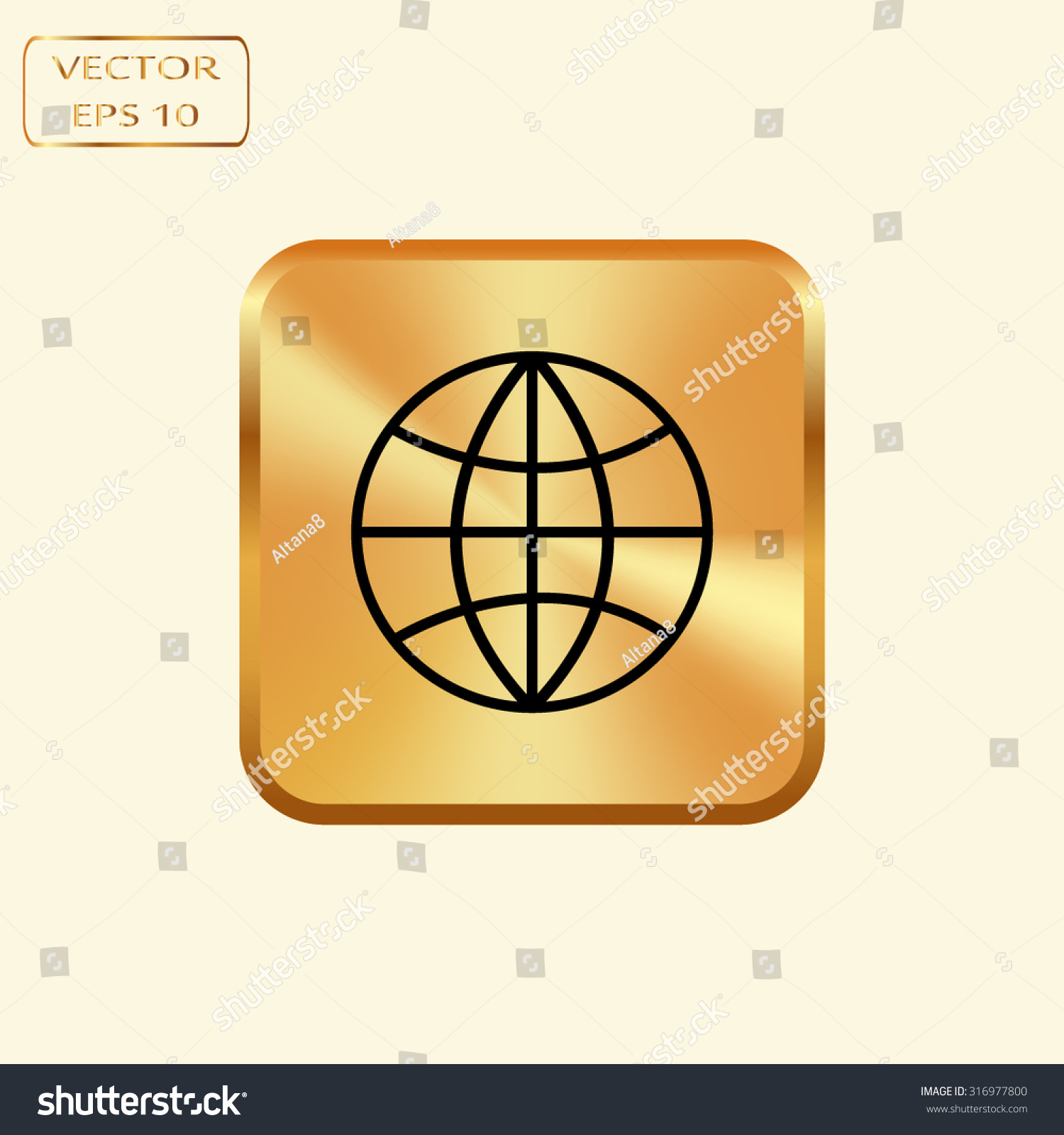 Vector Gold Button Internet Vector Icon Stock Vector Royalty Free