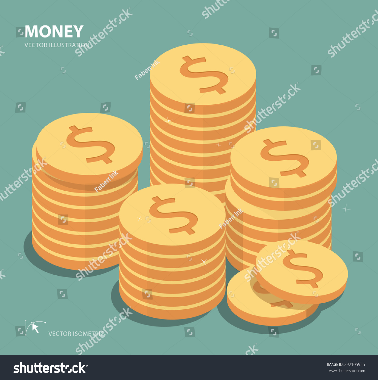 Vector Gold Coins Illustration Flat Isometric Stock Vector 292105925 ...