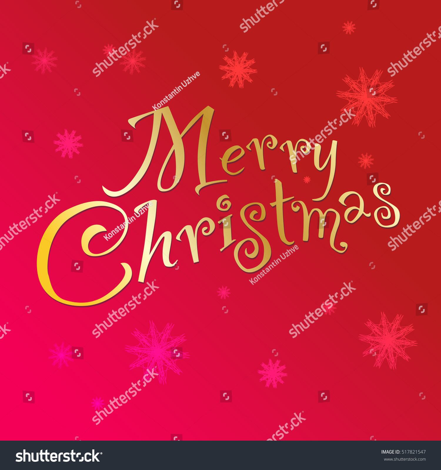 Vector Gold Handwritten Text &quot;Merry Christmas&quot; On A Gradient Background