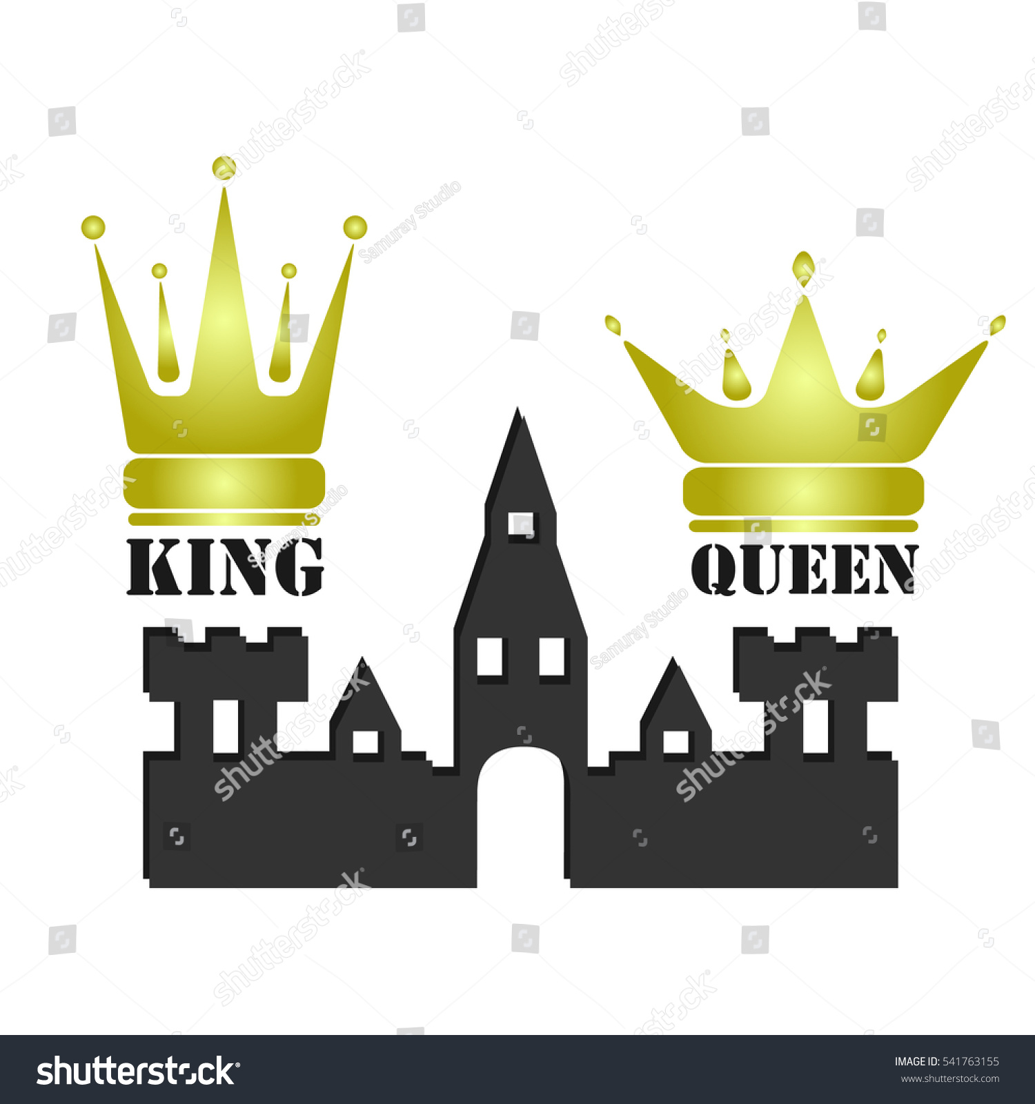 vector gold king queen
