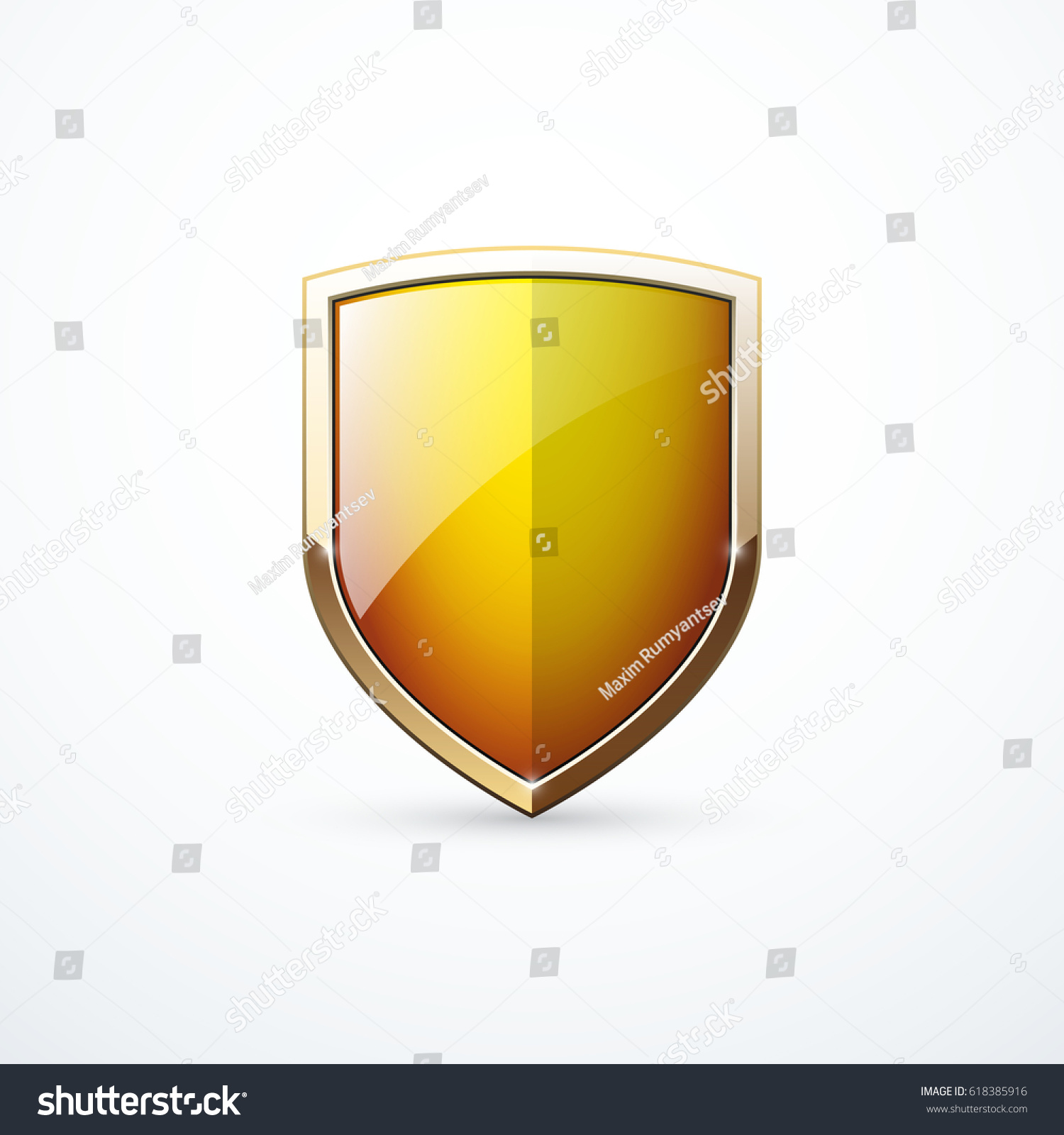 Vector Gold Shield Icon Stock Vector Royalty Free 618385916