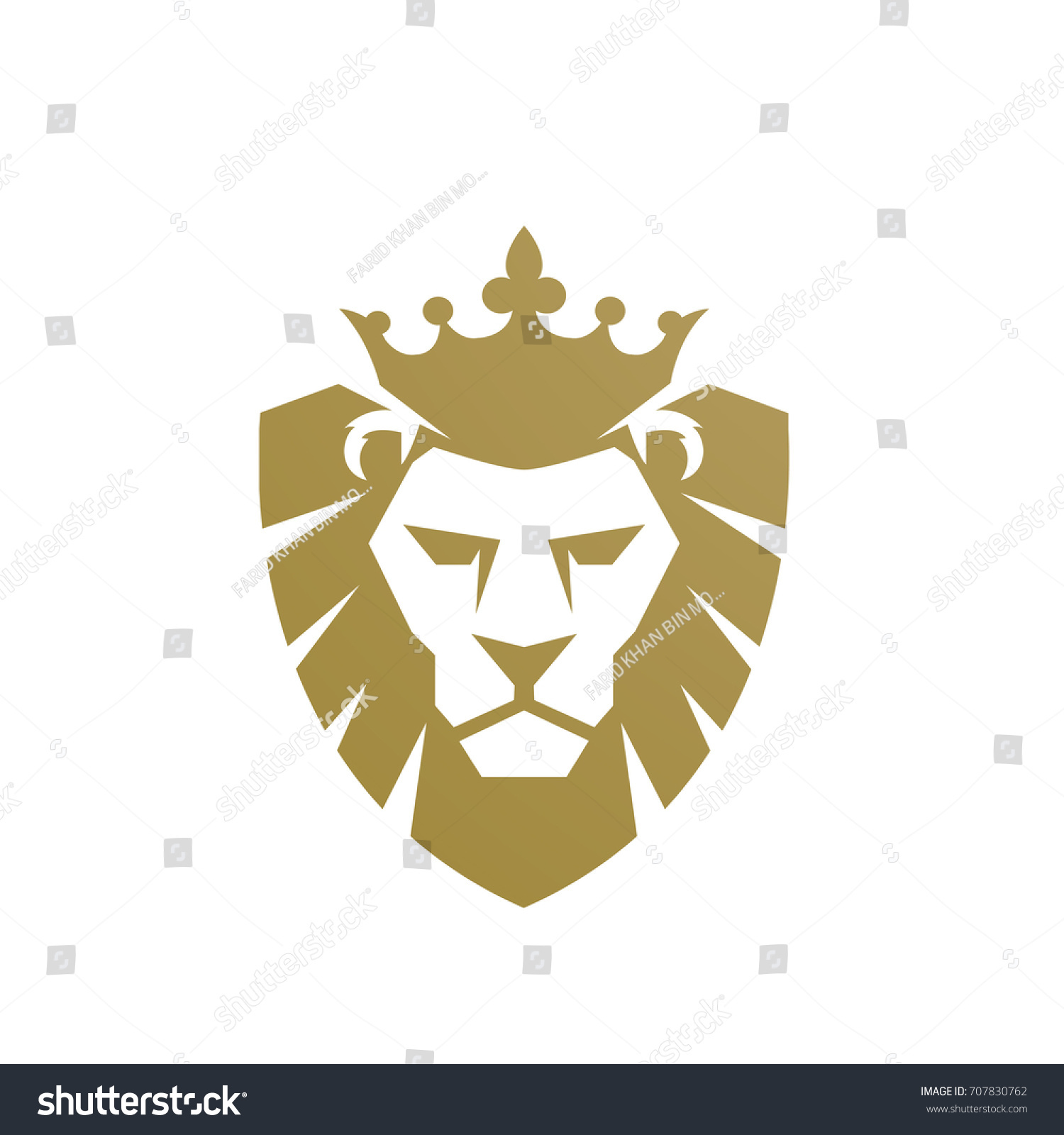 Vector Golden Shield Lion Crowning Logo Stock Vector (Royalty Free ...