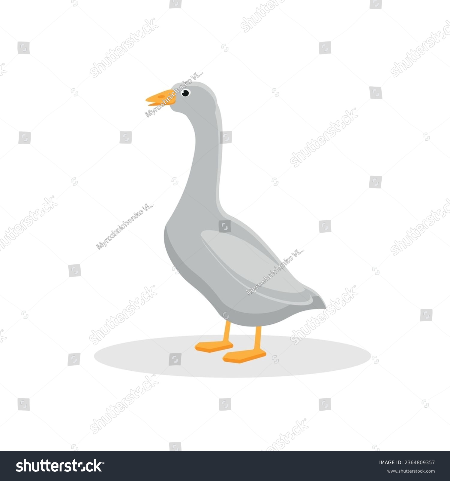 SVG of Vector goose. Flat illustration. Suitable for animation, using in web, apps, books, education projects. No transparency, solid colors only. Svg, lottie without bags. svg