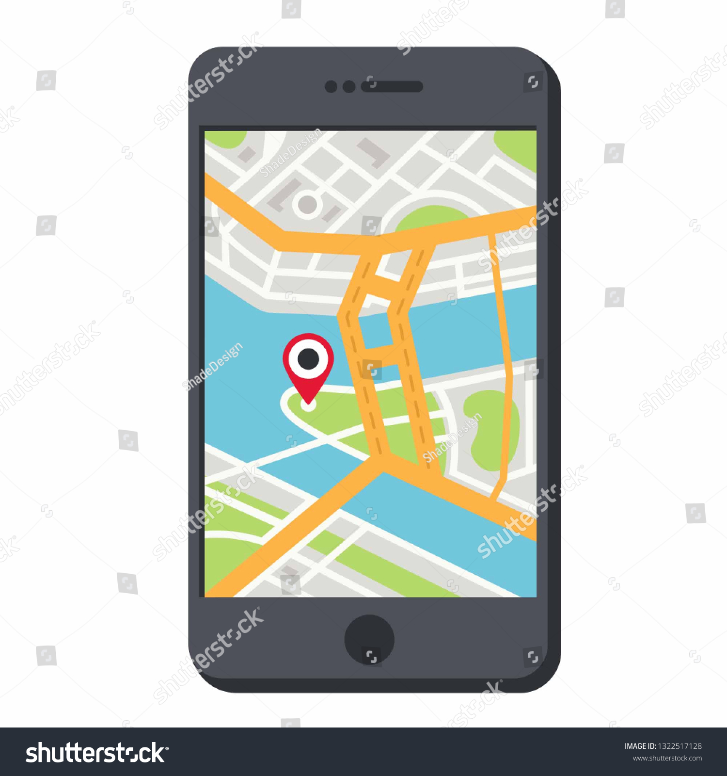 Mobile Number Location In Map Vector Gps Navigation Icon Phone Location Stock Vector (Royalty Free)  1322517128