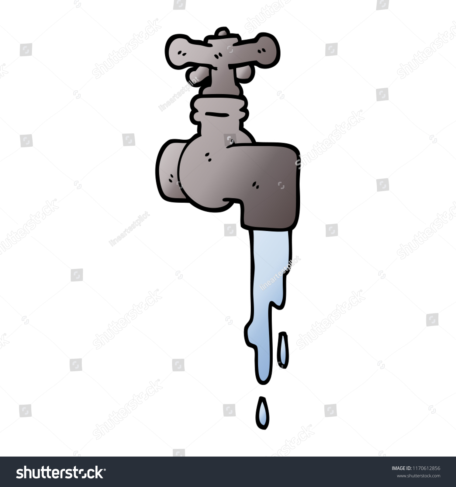 Vector Gradient Illustration Cartoon Dripping Faucet Stock Vector ...