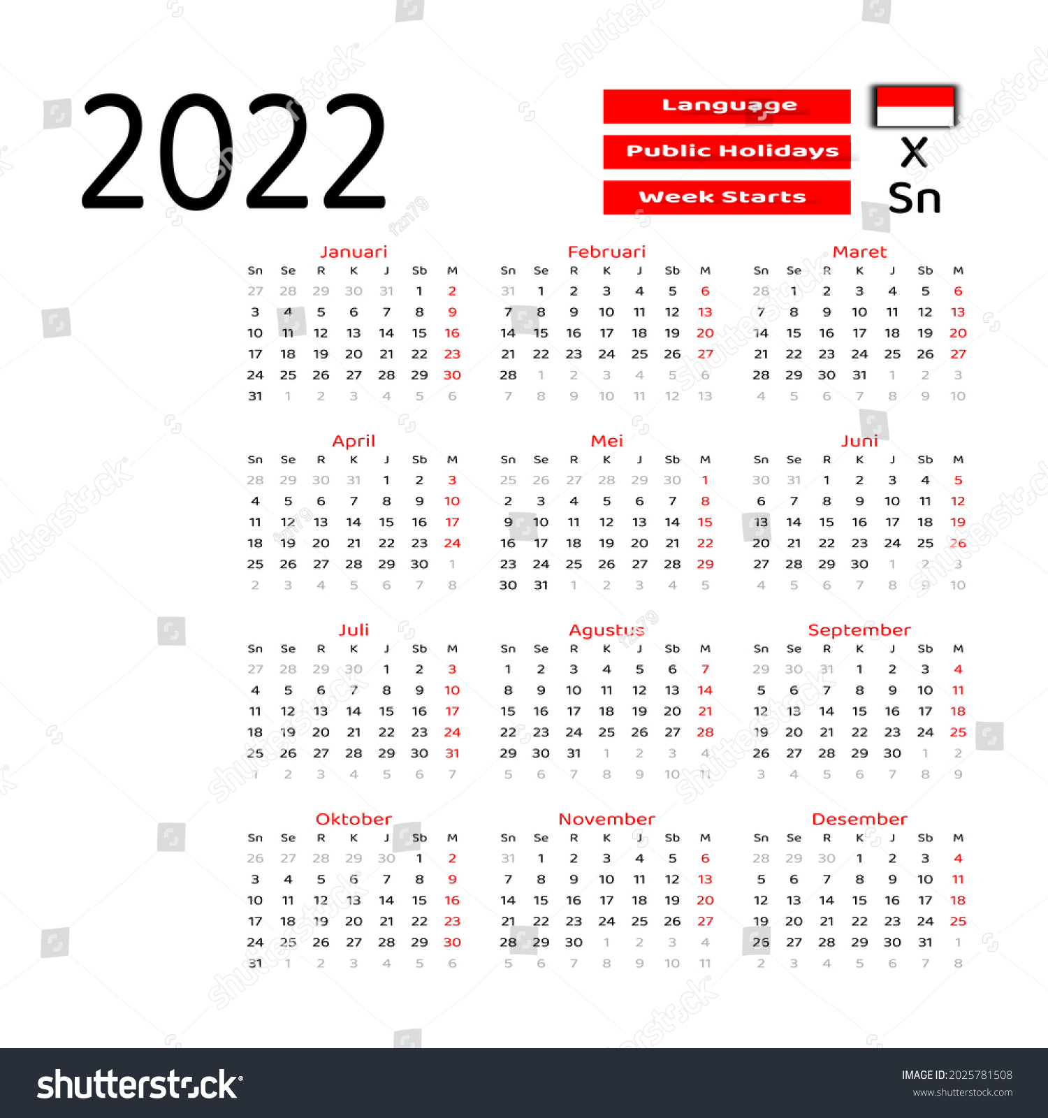 2,568 Calendar Indonesia Images, Stock Photos & Vectors 